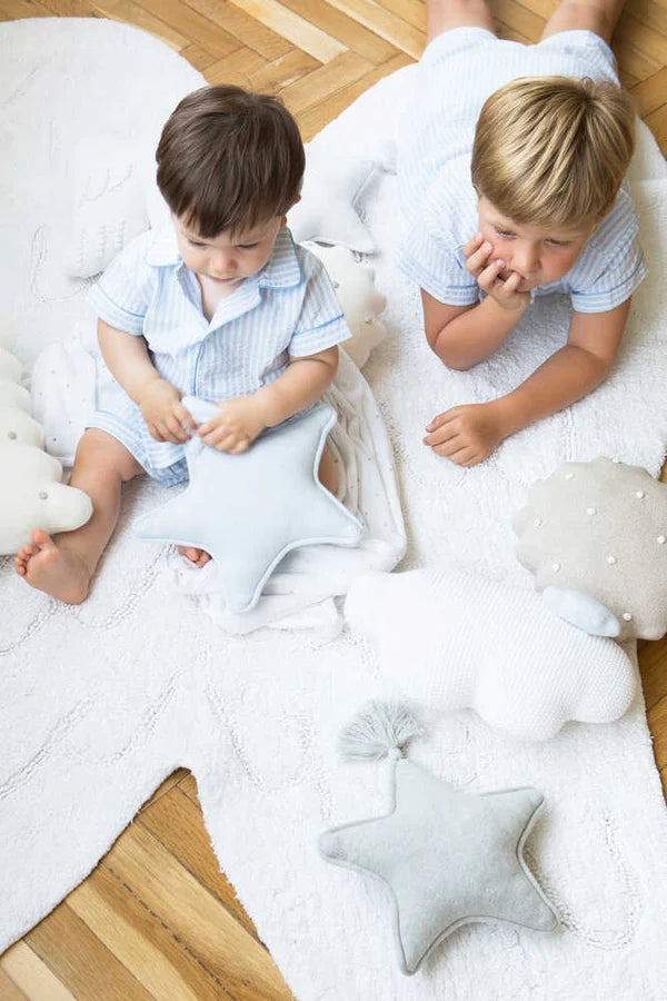 KNITTED CUSHION TWINKLE STAR GREY Little Wonder & Co