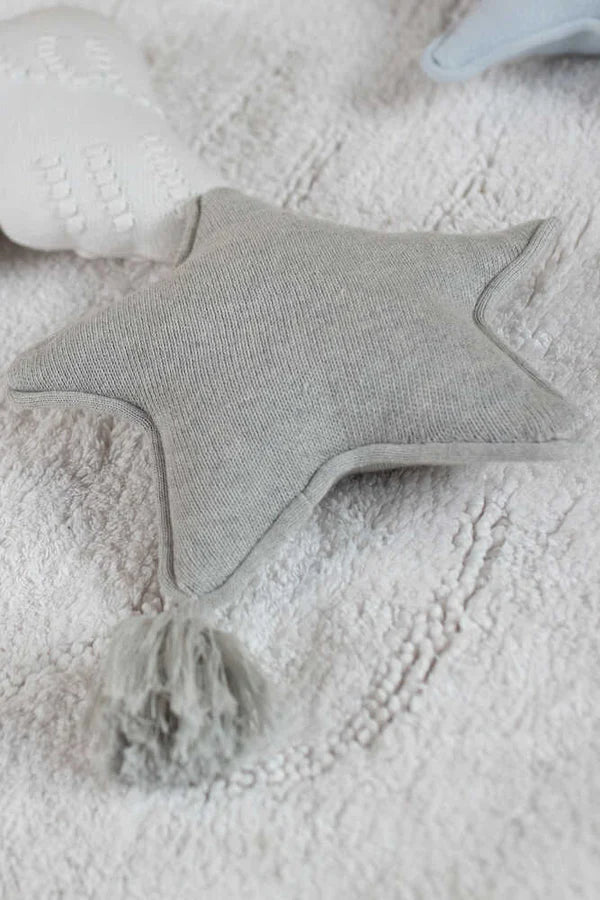KNITTED CUSHION TWINKLE STAR GREY Little Wonder & Co