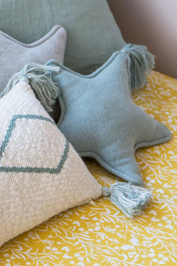 KNITTED CUSHION TWINKLE STAR INDUS BLUE Little Wonder & Co
