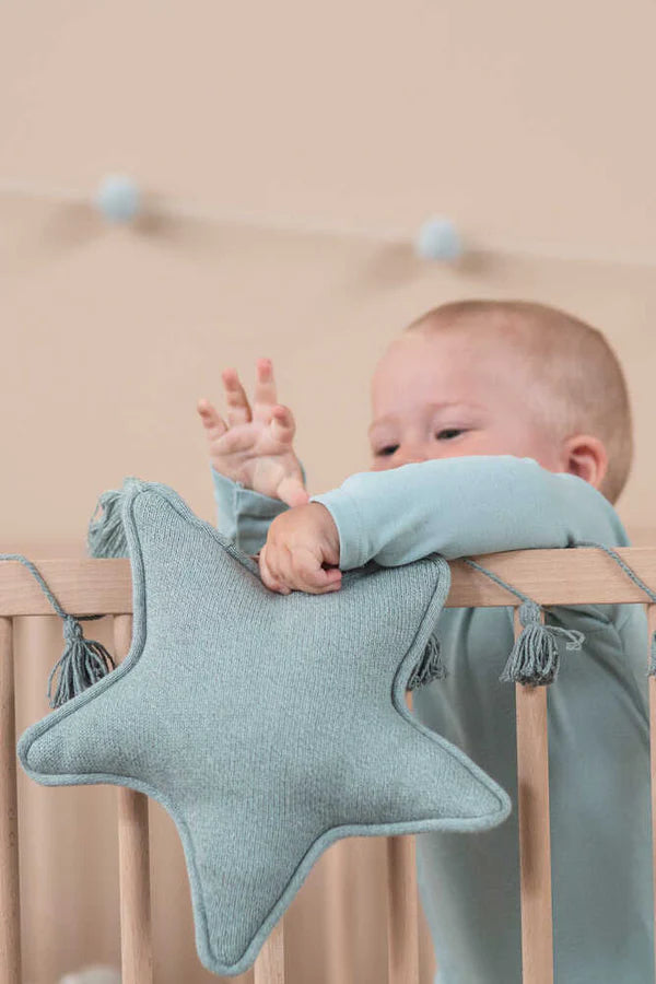 KNITTED CUSHION TWINKLE STAR INDUS BLUE Little Wonder & Co