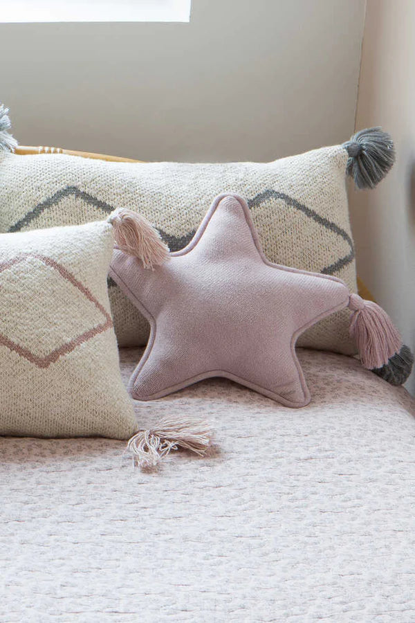 KNITTED CUSHION TWINKLE STAR PINK PEARL Little Wonder & Co