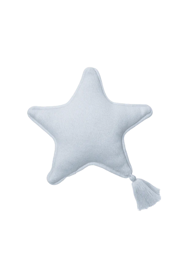 KNITTED CUSHION TWINKLE STAR SOFT BLUE Little Wonder & Co