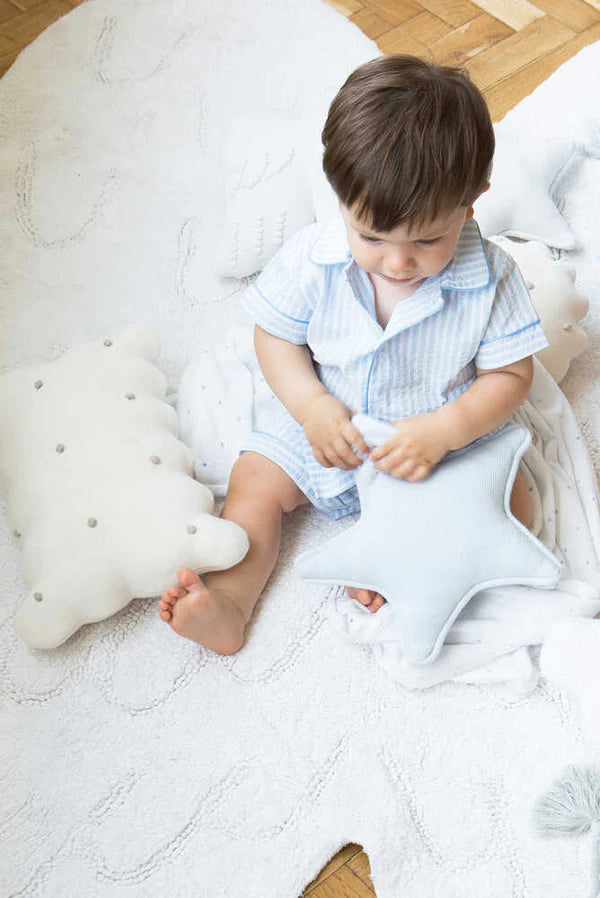 KNITTED CUSHION TWINKLE STAR SOFT BLUE Little Wonder & Co