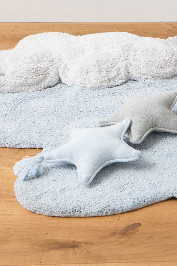 KNITTED CUSHION TWINKLE STAR SOFT BLUE Little Wonder & Co