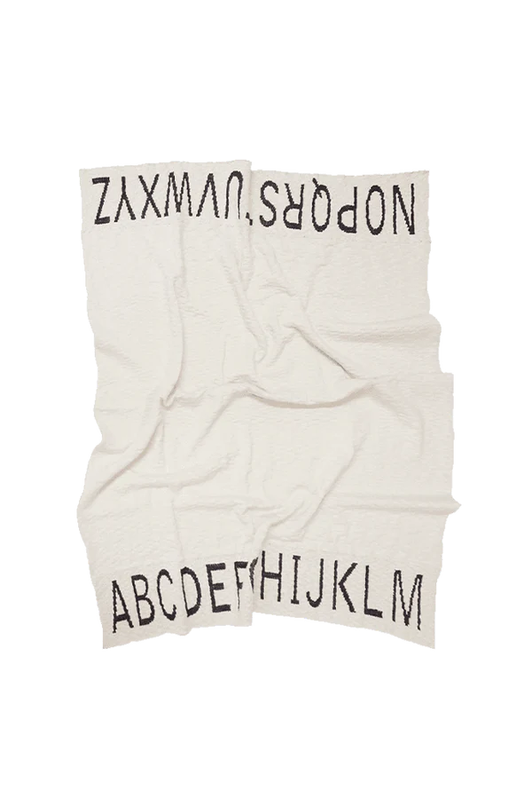 KNITTED THROW ABC NATURALBLACK Little Wonder & Co