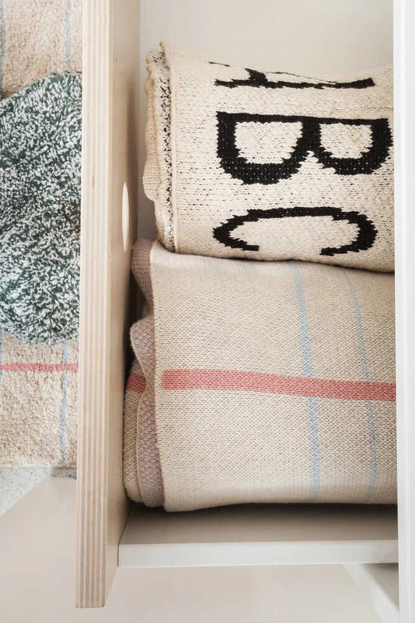 KNITTED THROW ABC NATURALBLACK Little Wonder & Co