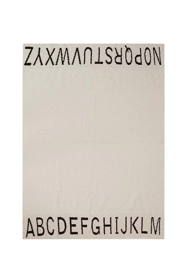 KNITTED THROW ABC NATURALBLACK Little Wonder & Co