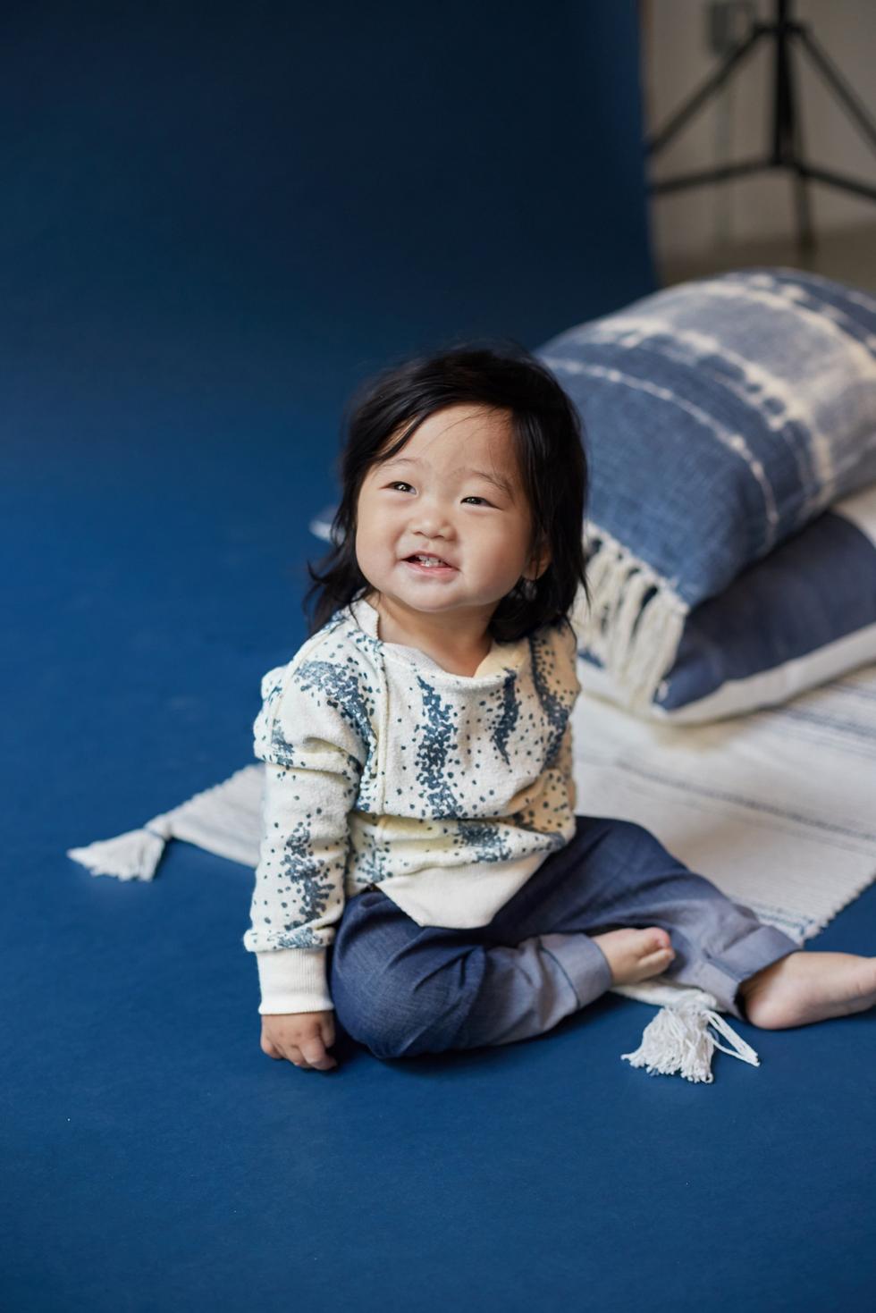 Denim Baby Joggers with Front Pleat - Indigo