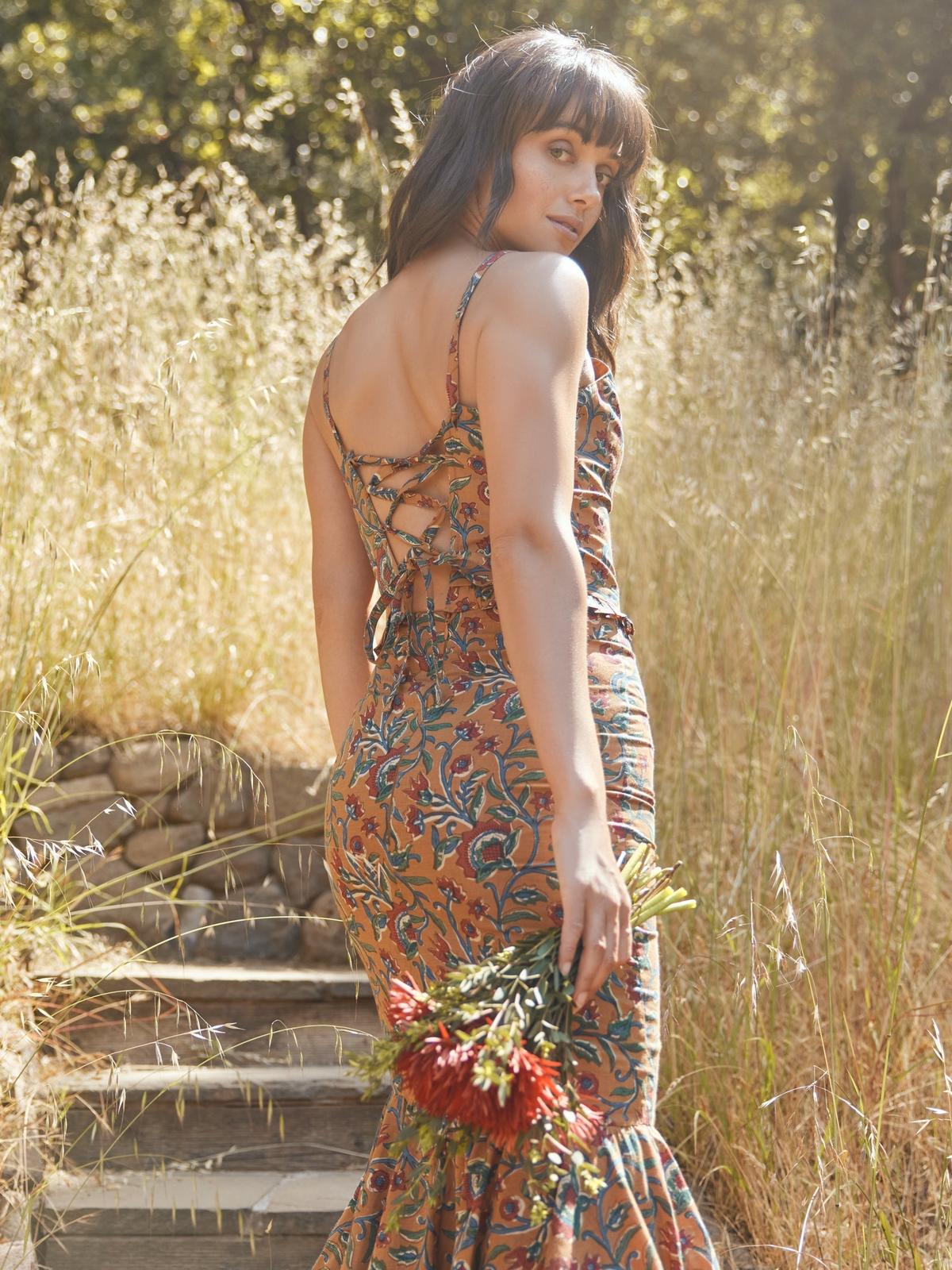 Courtney Ruffled Top - Tawny/Multicolor Floral print