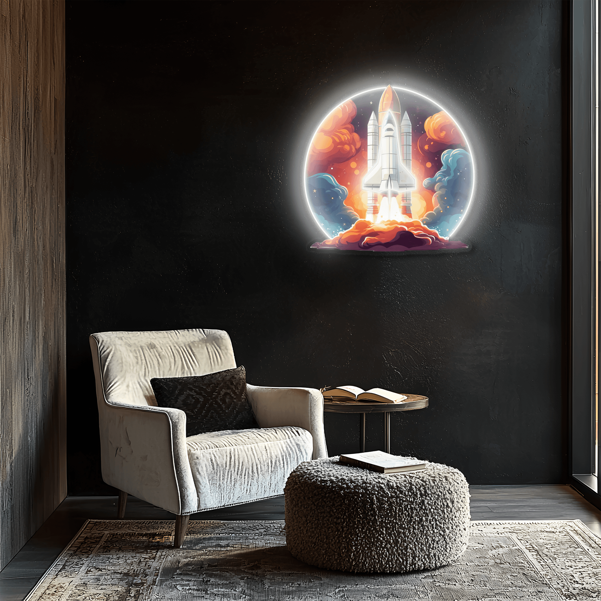 Space Shuttle Plexiglass Neon Art, Uv Print Neon Sign, Neon Light Sign, Neon Wall Art, Neon Sign, Neon Light Sign, Neon Gifts, Housewarming