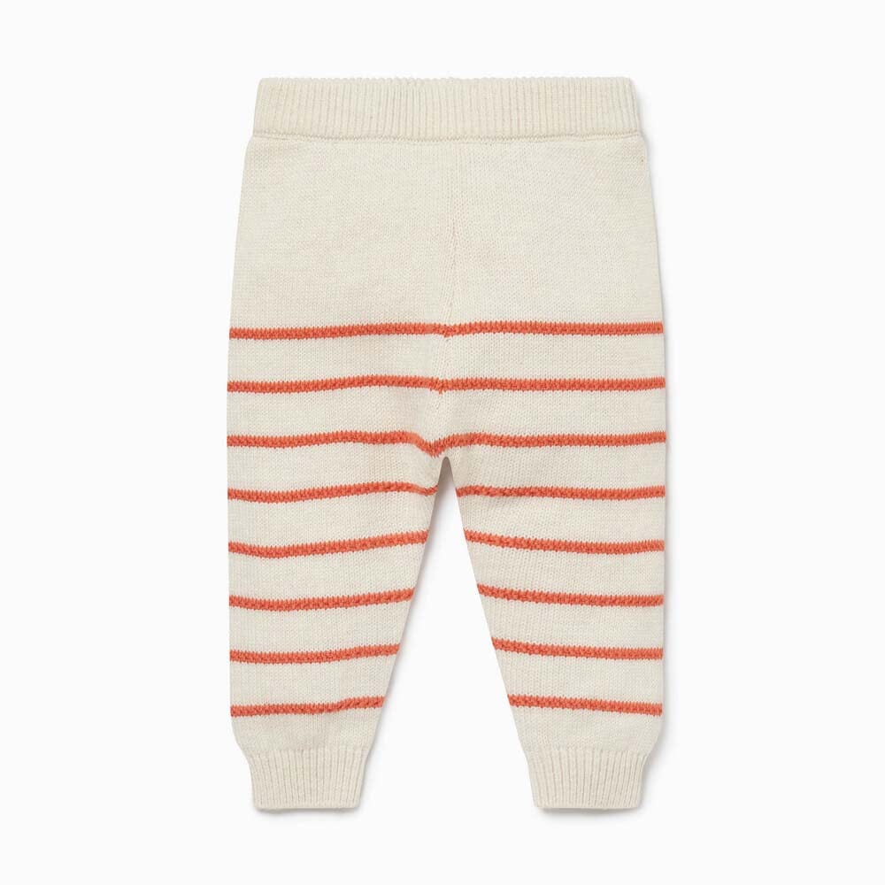 Knitted Stripe Joggers - Oat