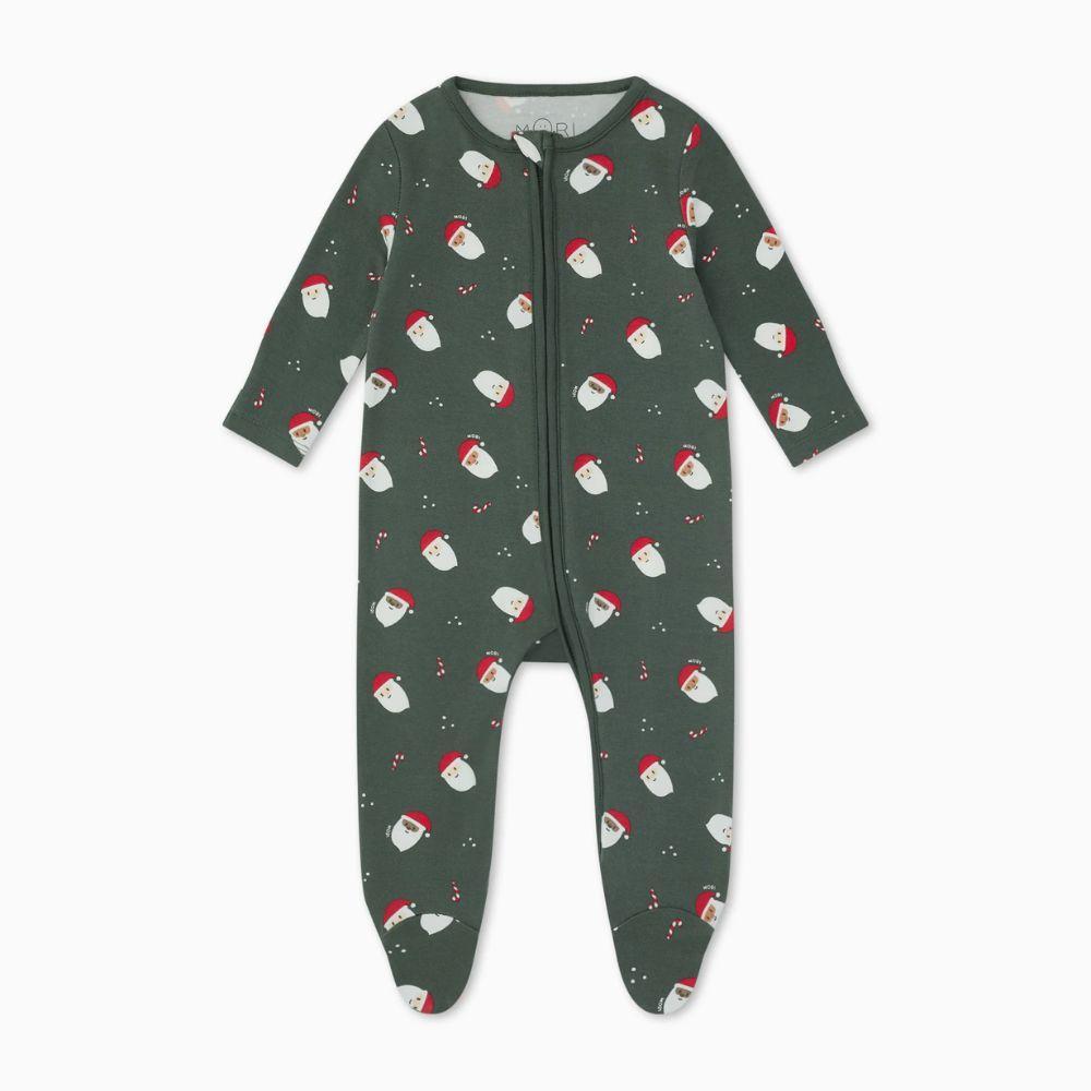 Santa Print Two Way Zip-Up Sleepsuit - Santa Print