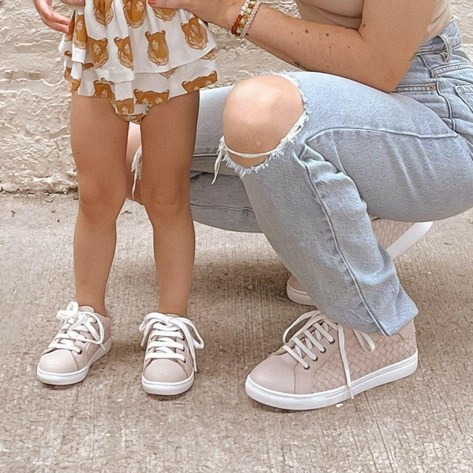 Leather Woven Sneaker | Color 'Dusty Pink' | Women  Consciously Baby