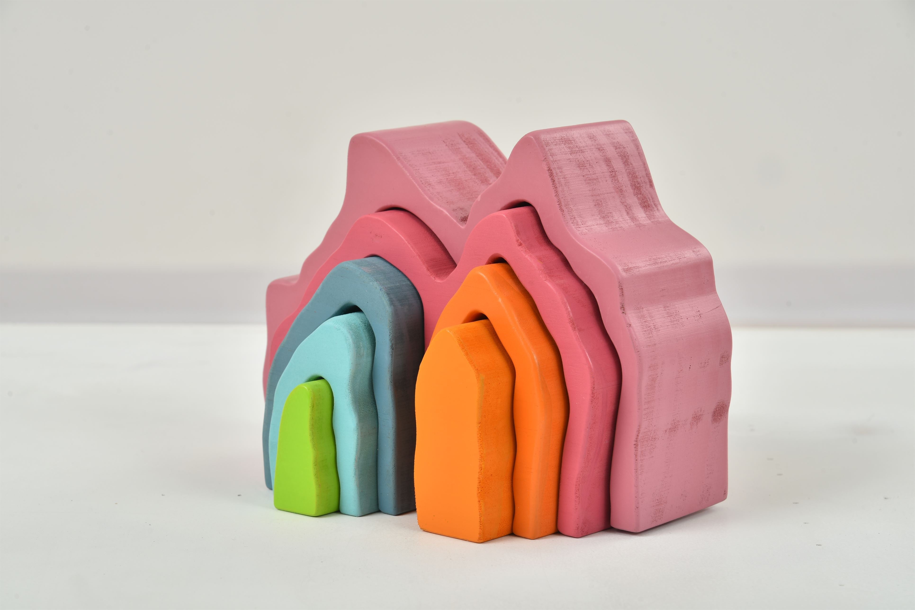 Wooden Mountain Rainbow Stacker Toy Puzzle Blocks Indoor Avenlur.com