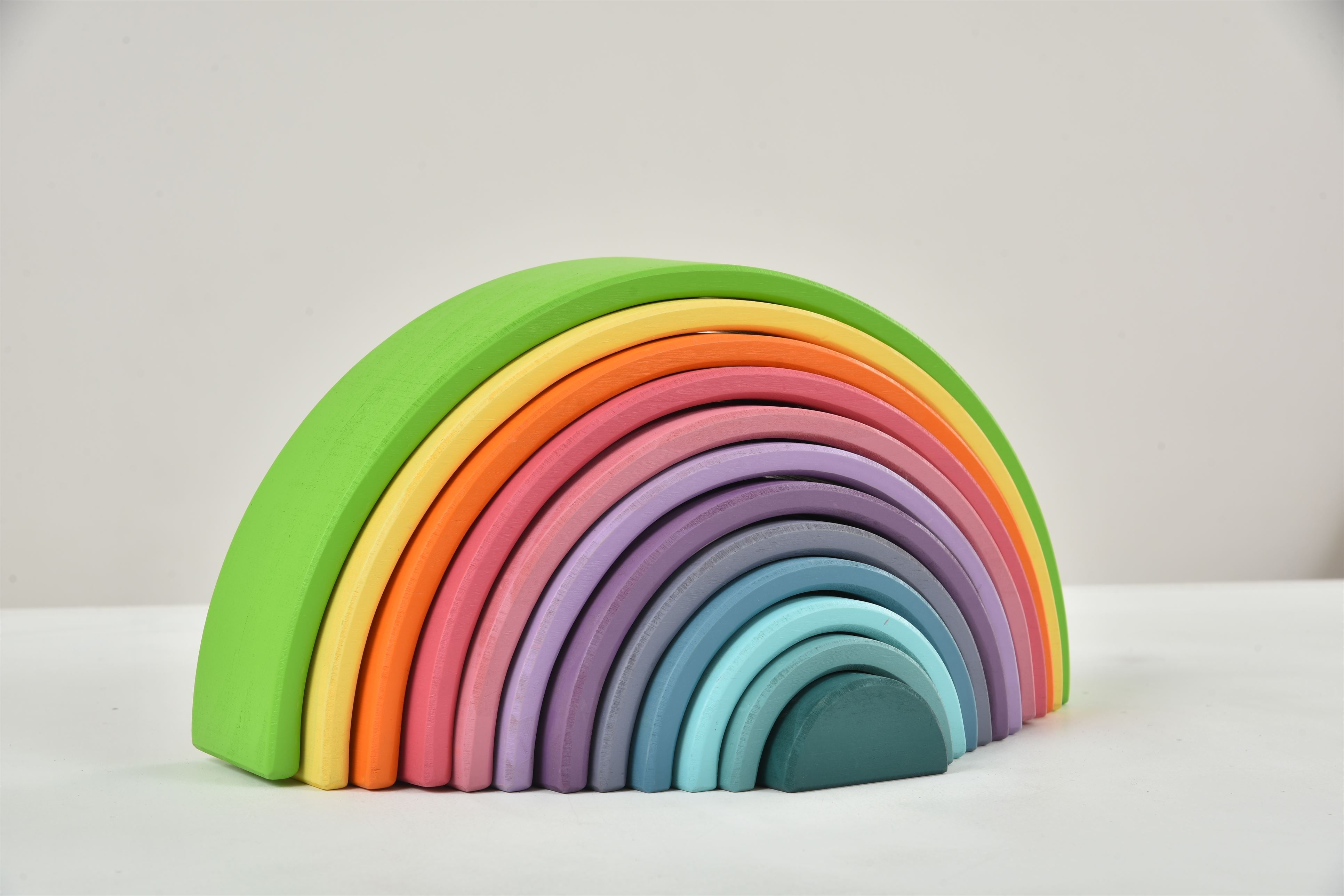Wooden Rainbow Stacker Blocks Indoor Avenlur.com