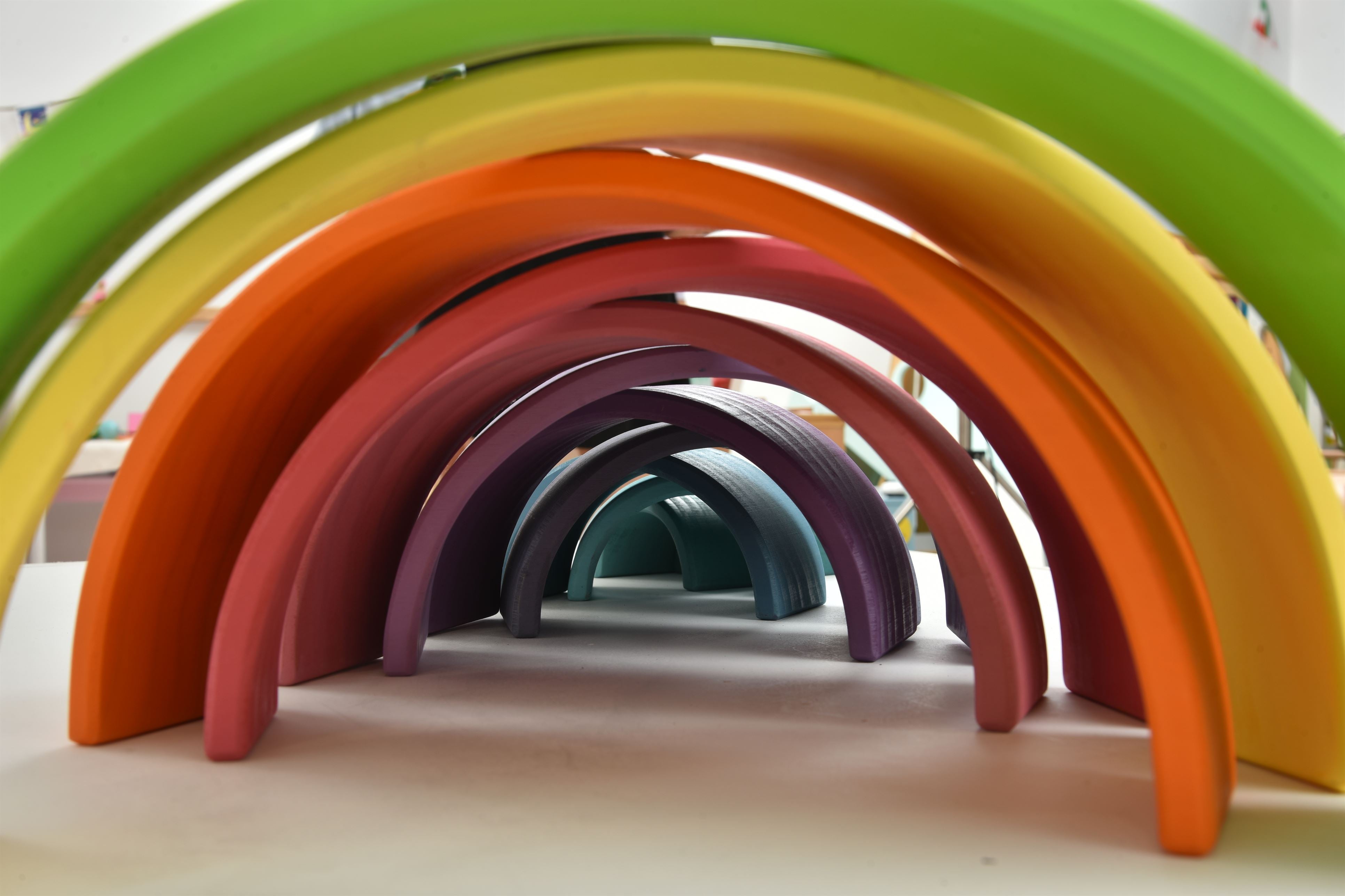 Wooden Rainbow Stacker Blocks Indoor Avenlur.com