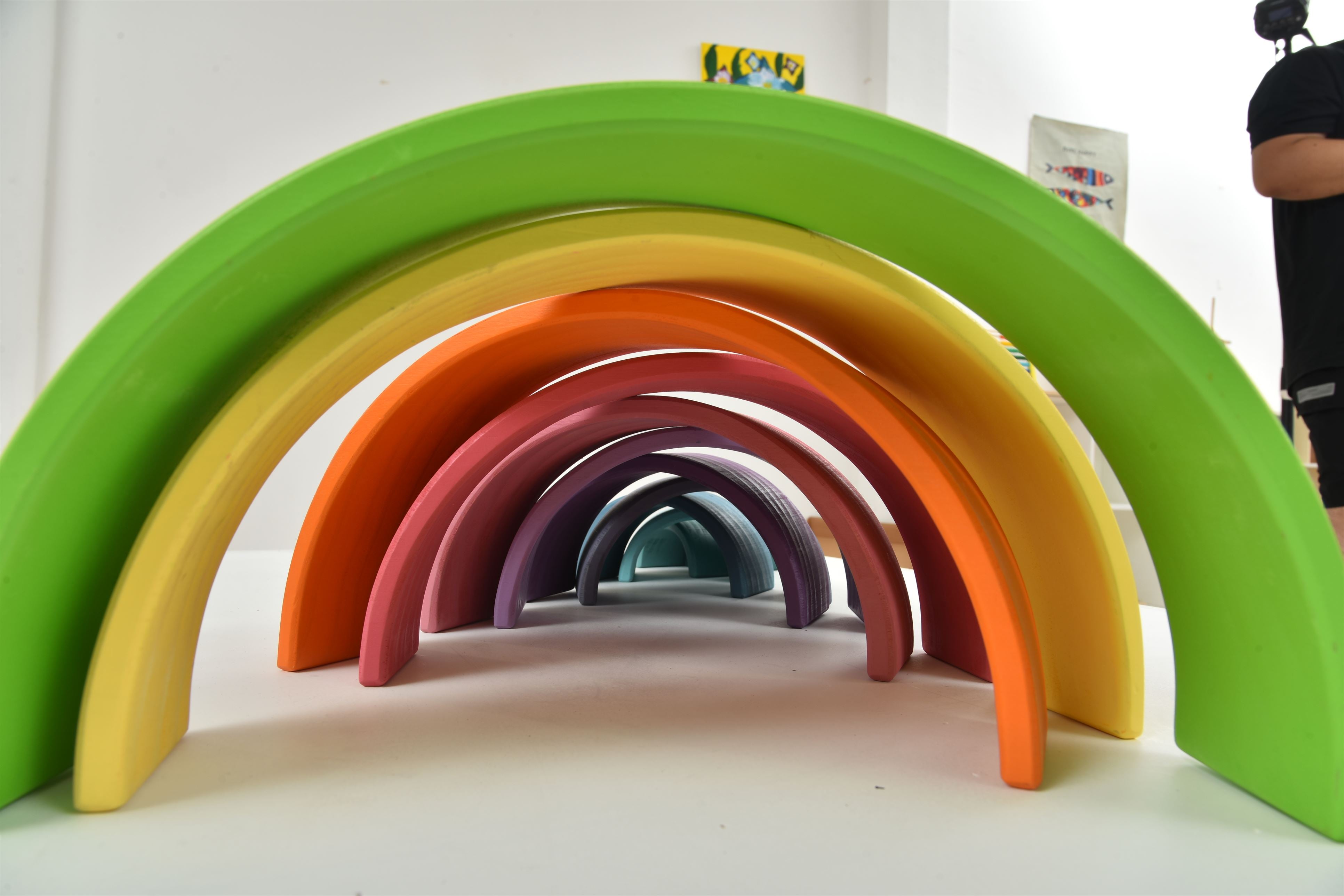 Wooden Rainbow Stacker Blocks Indoor Avenlur.com