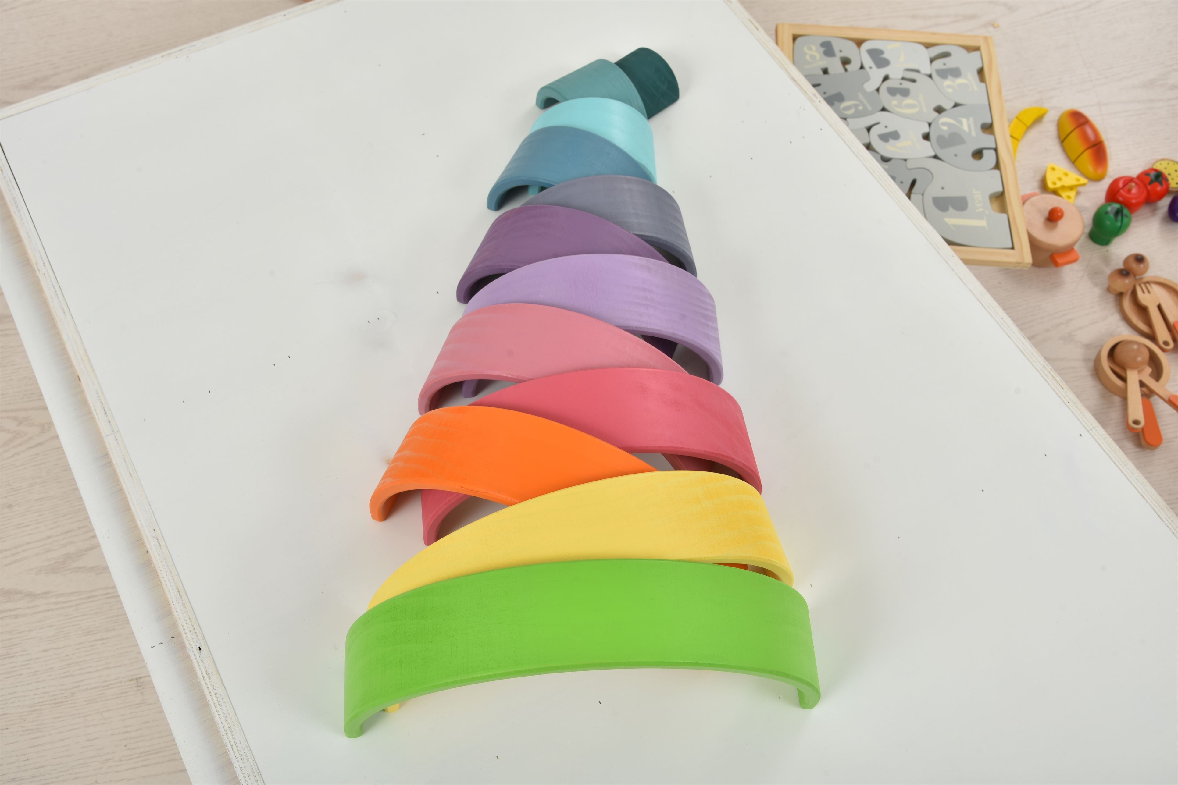 Wooden Rainbow Stacker Blocks Indoor Avenlur.com