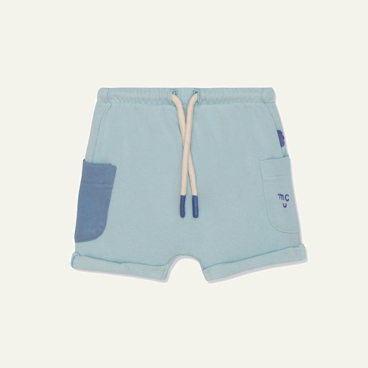Recycled Cotton Sterling Blue Baby Shorts - Sterling Blue
