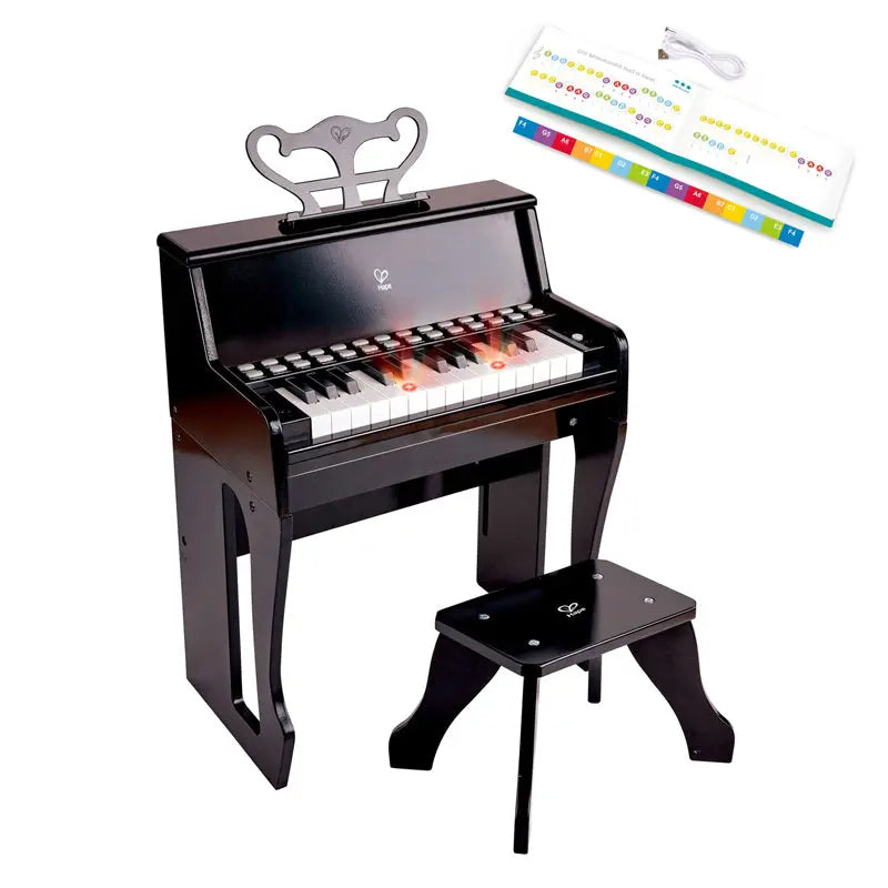 Hape Learn with Lights Black Piano w/ Stool
