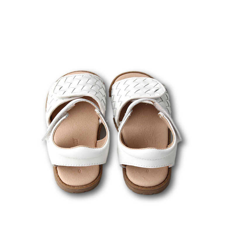 Leather Woven Sandal | Color 'Cotton' | Hard Sole  Consciously Baby