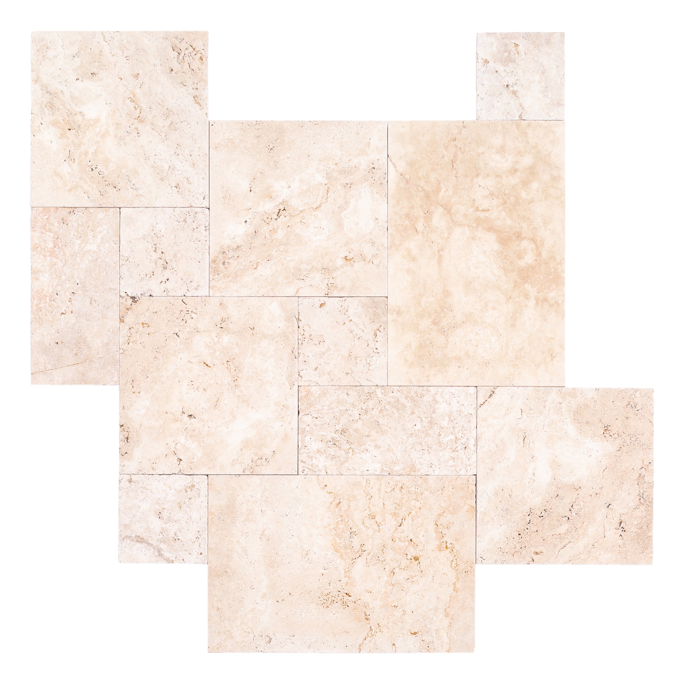 Travertine Light Antique Pattern Tumbled Pavers - Belair Collection