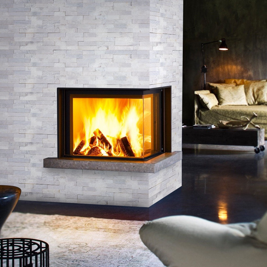 Lincoln White Ledger 3D Panel 6"x24" Multi Surface Natural Marble Wall Tile - Belair Collection