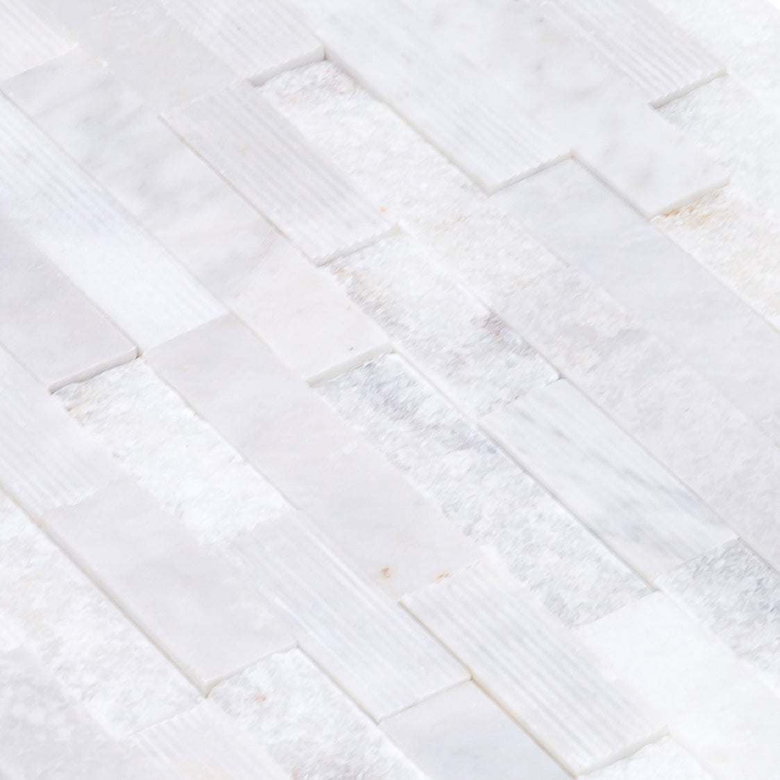 Lincoln White Ledger 3D Panel 6"x24" Multi Surface Natural Marble Wall Tile - Belair Collection