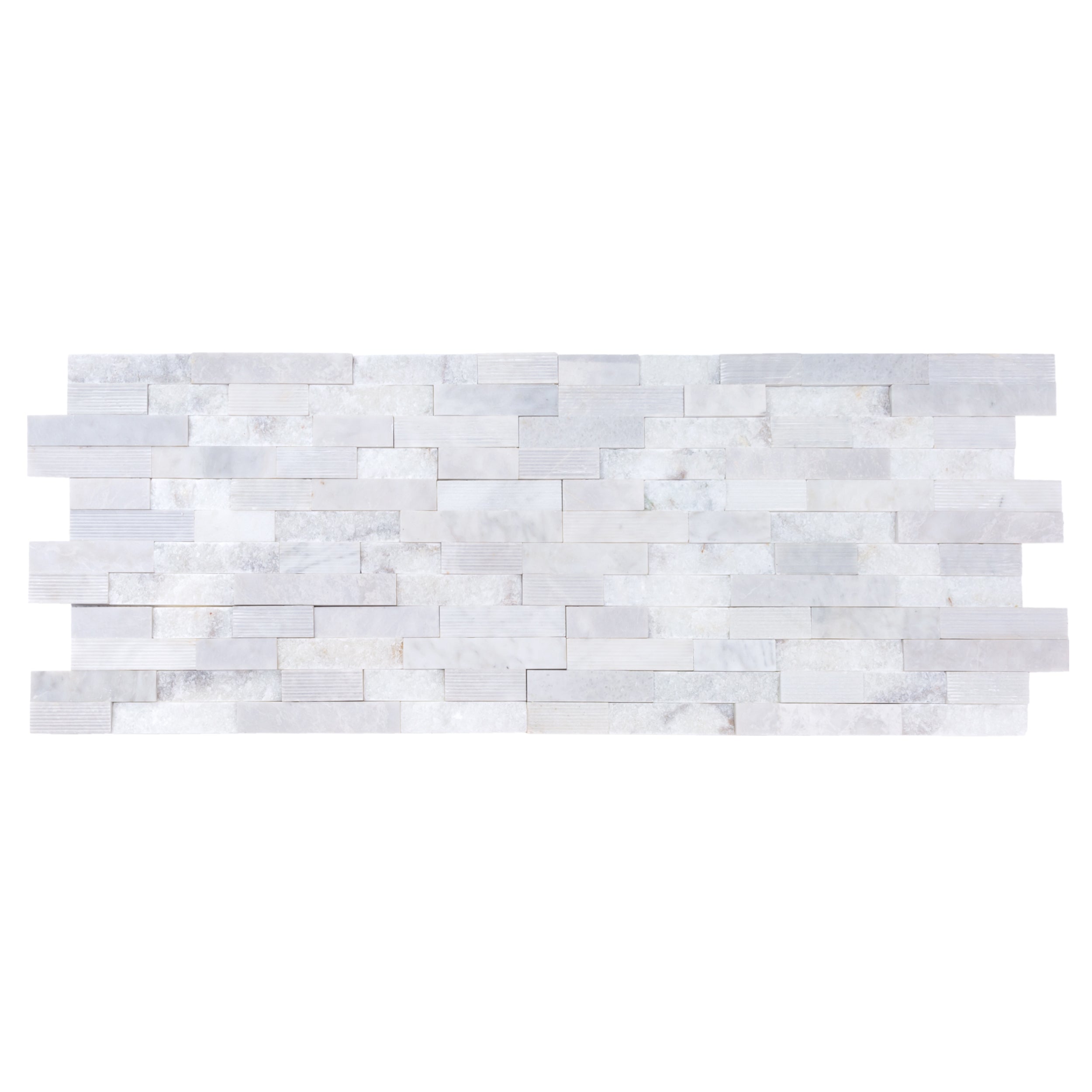 Lincoln White Ledger 3D Panel 6"x24" Multi Surface Natural Marble Wall Tile - Belair Collection