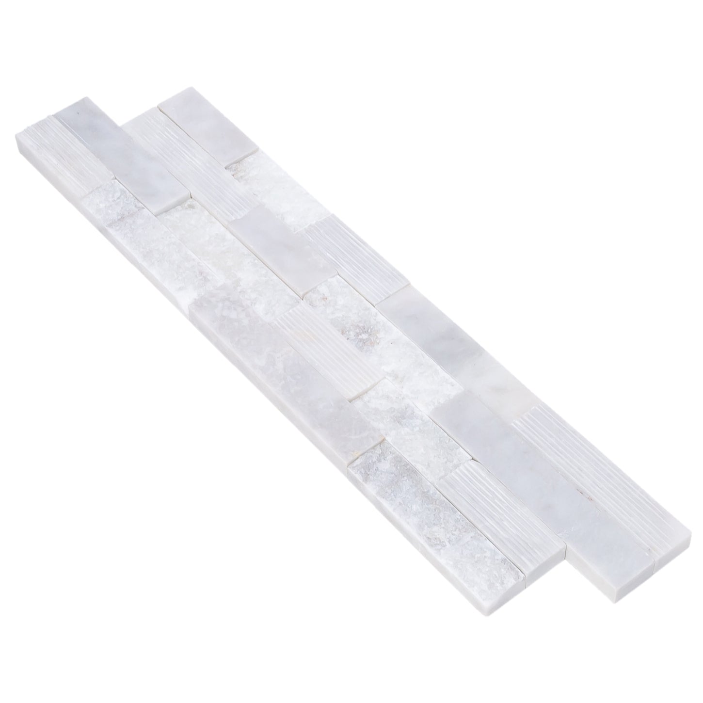 Lincoln White Ledger 3D Panel 6"x24" Multi Surface Natural Marble Wall Tile - Belair Collection