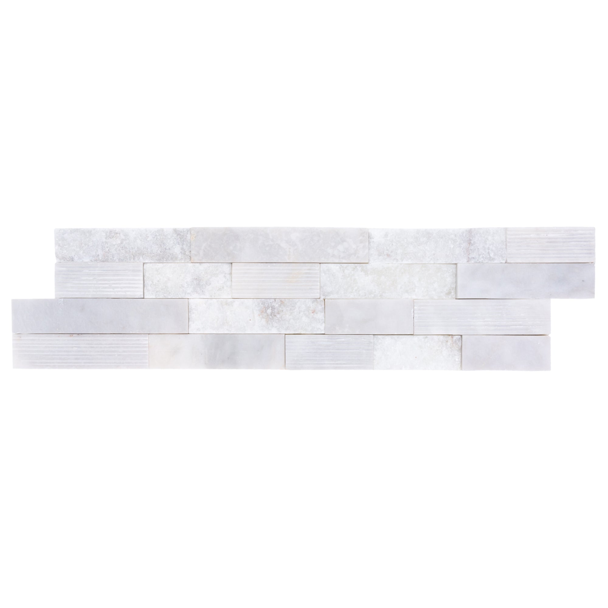 Lincoln White Ledger 3D Panel 6"x24" Multi Surface Natural Marble Wall Tile - Belair Collection