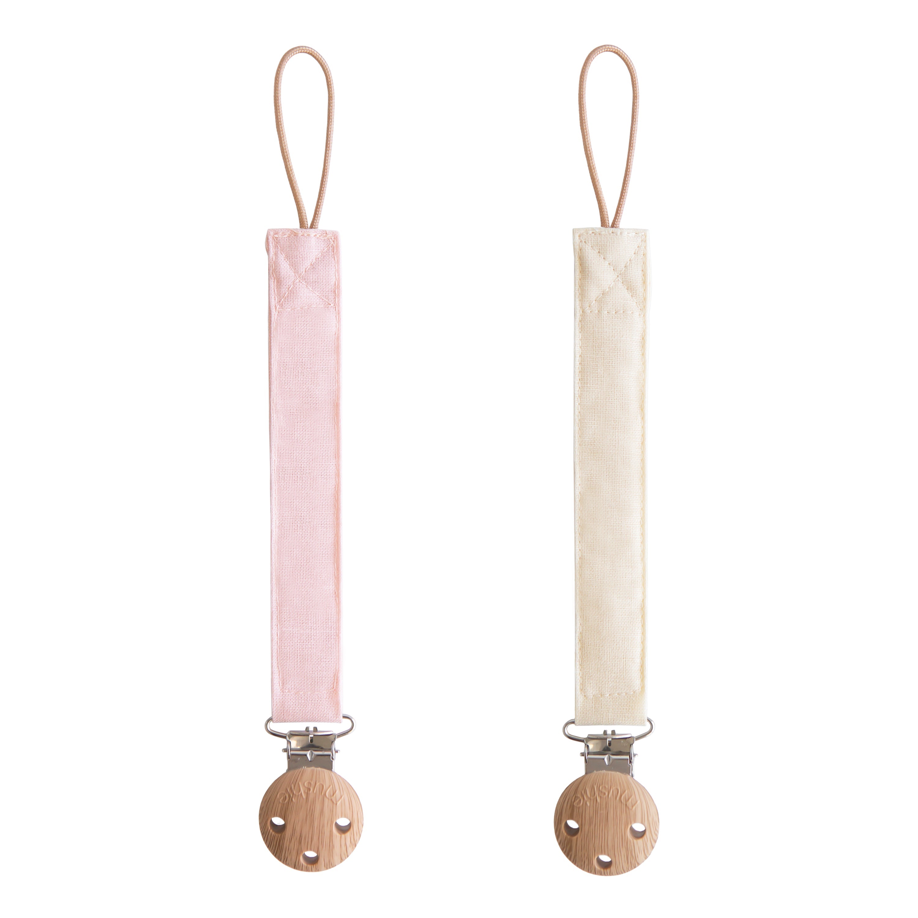 Linen Pacifier Clip 2-Pack Pacifier Clip Mushie Blush/Cream
