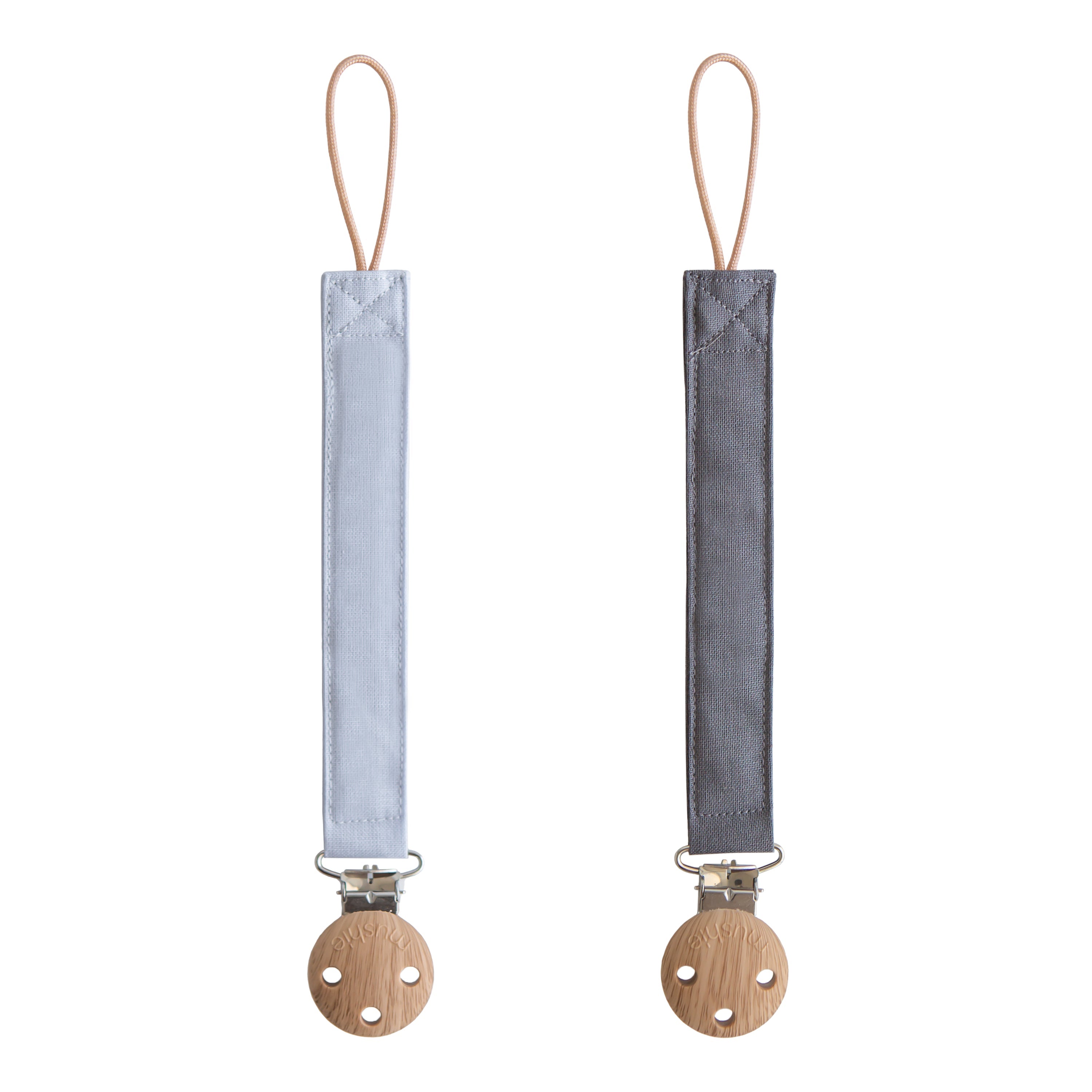 Linen Pacifier Clip 2-Pack Pacifier Clip Mushie Powder Blue/Deep Sea