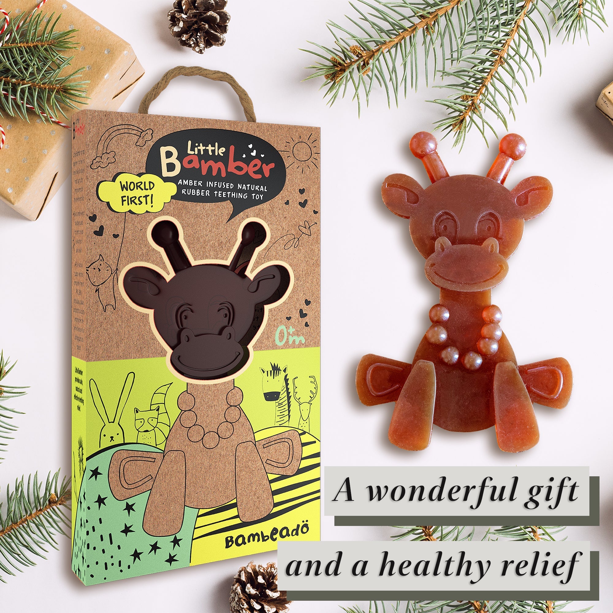 The Little Bamber - Natural Rubber & Baltic Amber Teething Toy