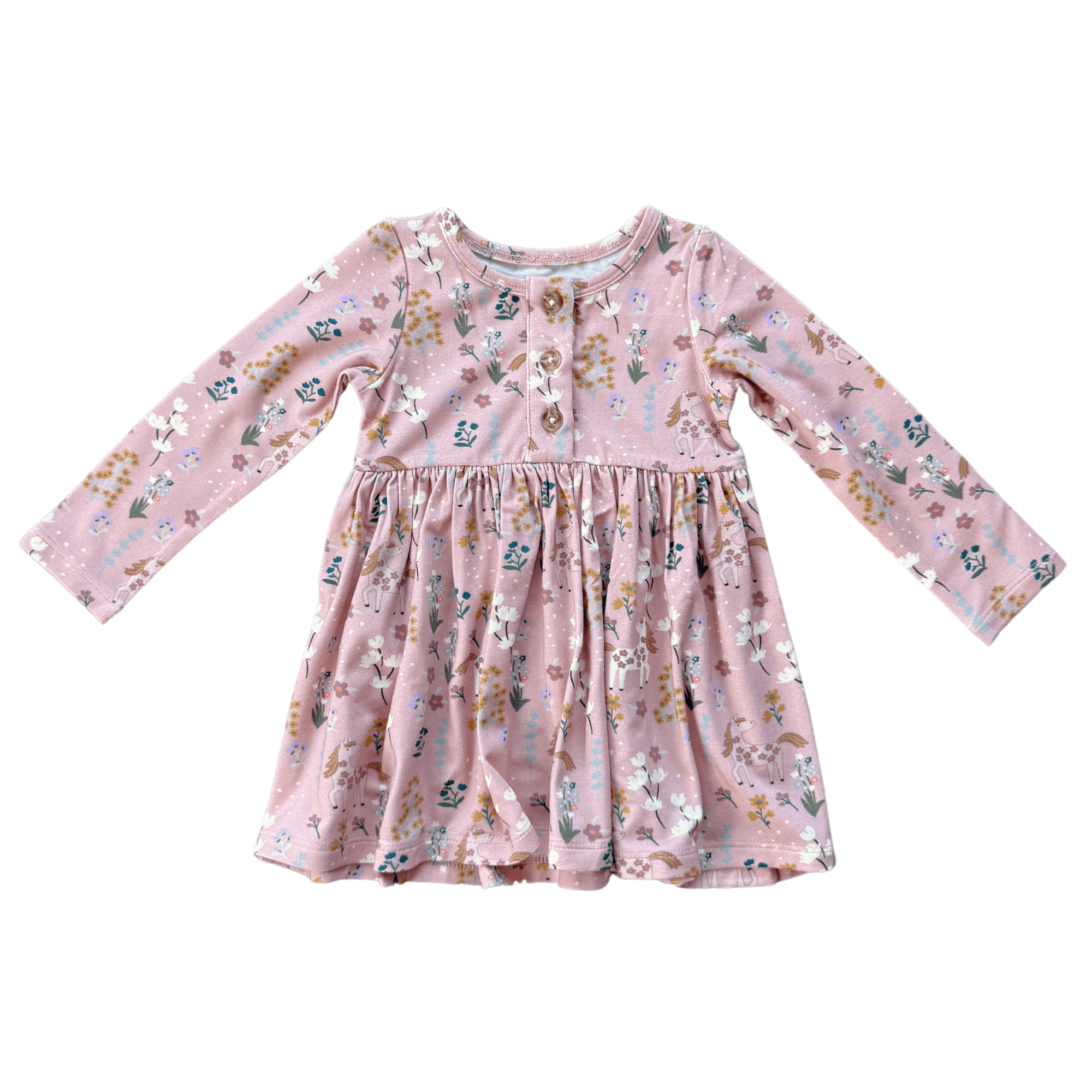 Girl's Long Sleeve Henley Dress