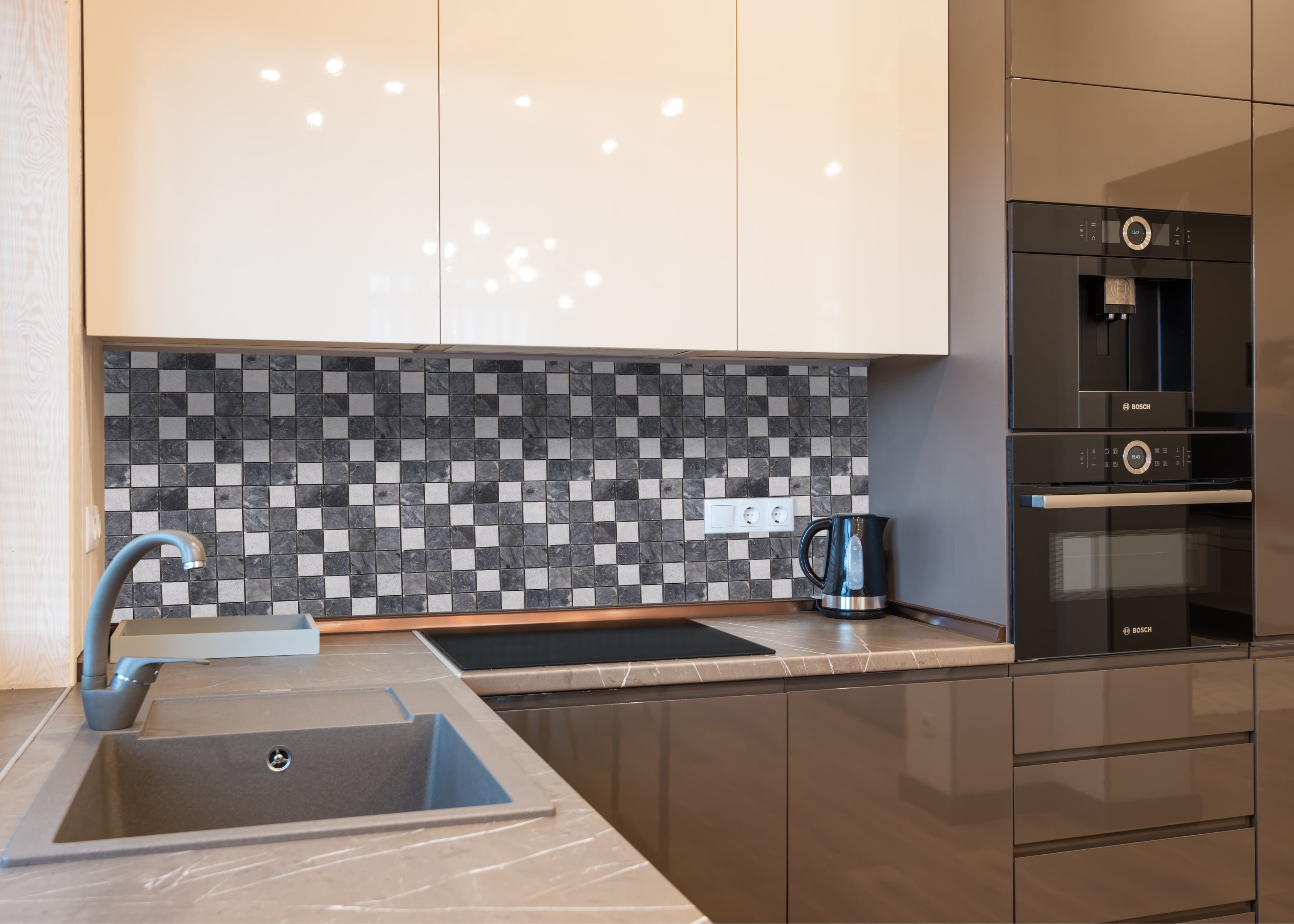 Luna Sky Marble 2"x2" Mixed Finish on 12"x12" Mesh Mosaic Tile - Belair Collection