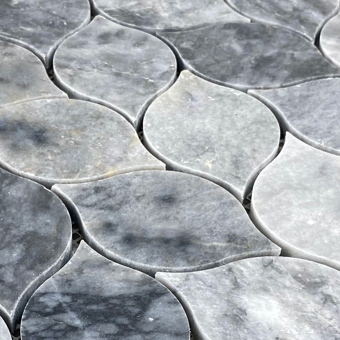 Luna Sky Marble Leaf on 12" x 12" Mesh Mosaic Tile - Belair Collection