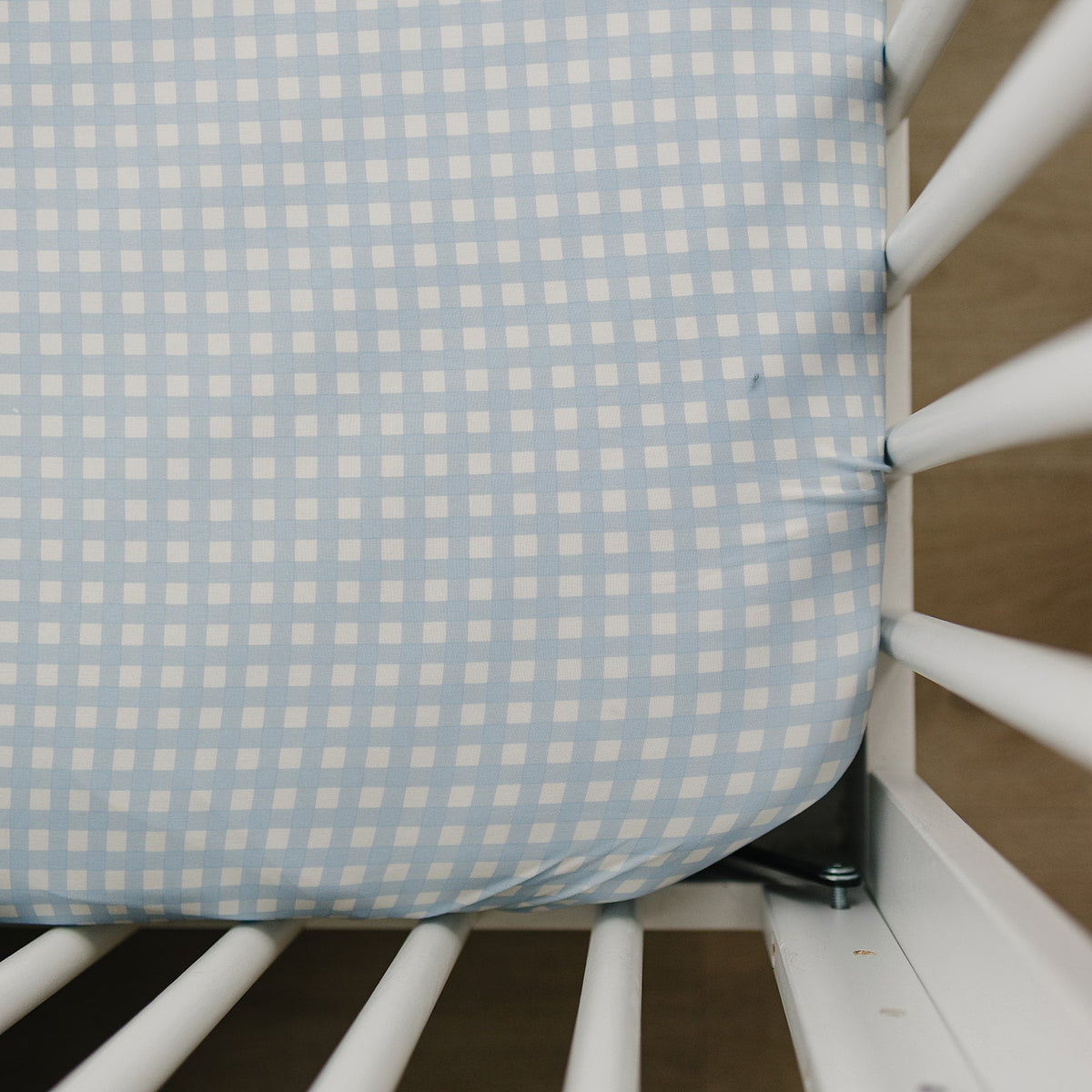 Blue Gingham Bamboo Stretch Crib Sheet