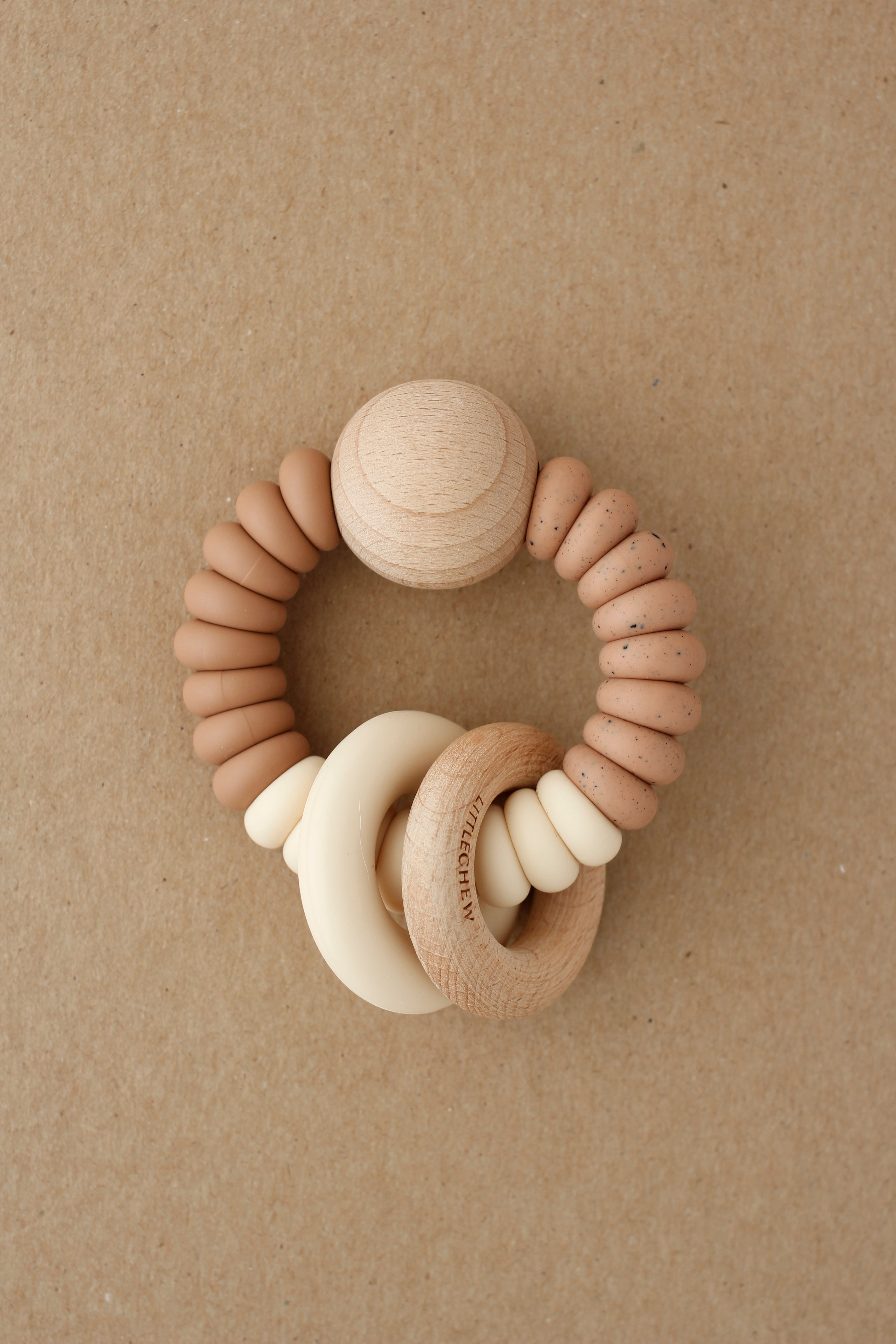 Rattle Teether - Wess | Speckled Coral