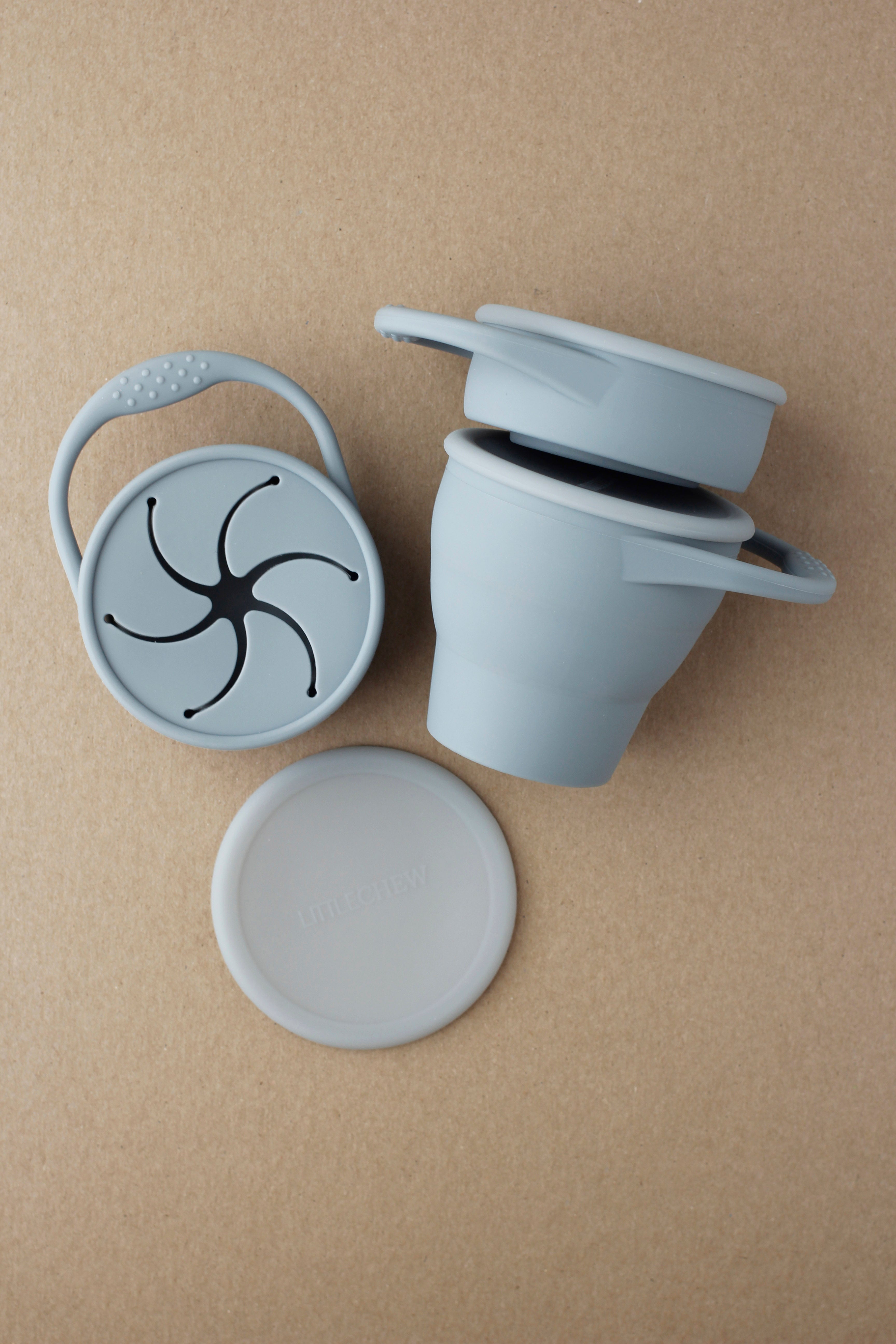 Foldable Silicone Snack Cup - Silver Blue