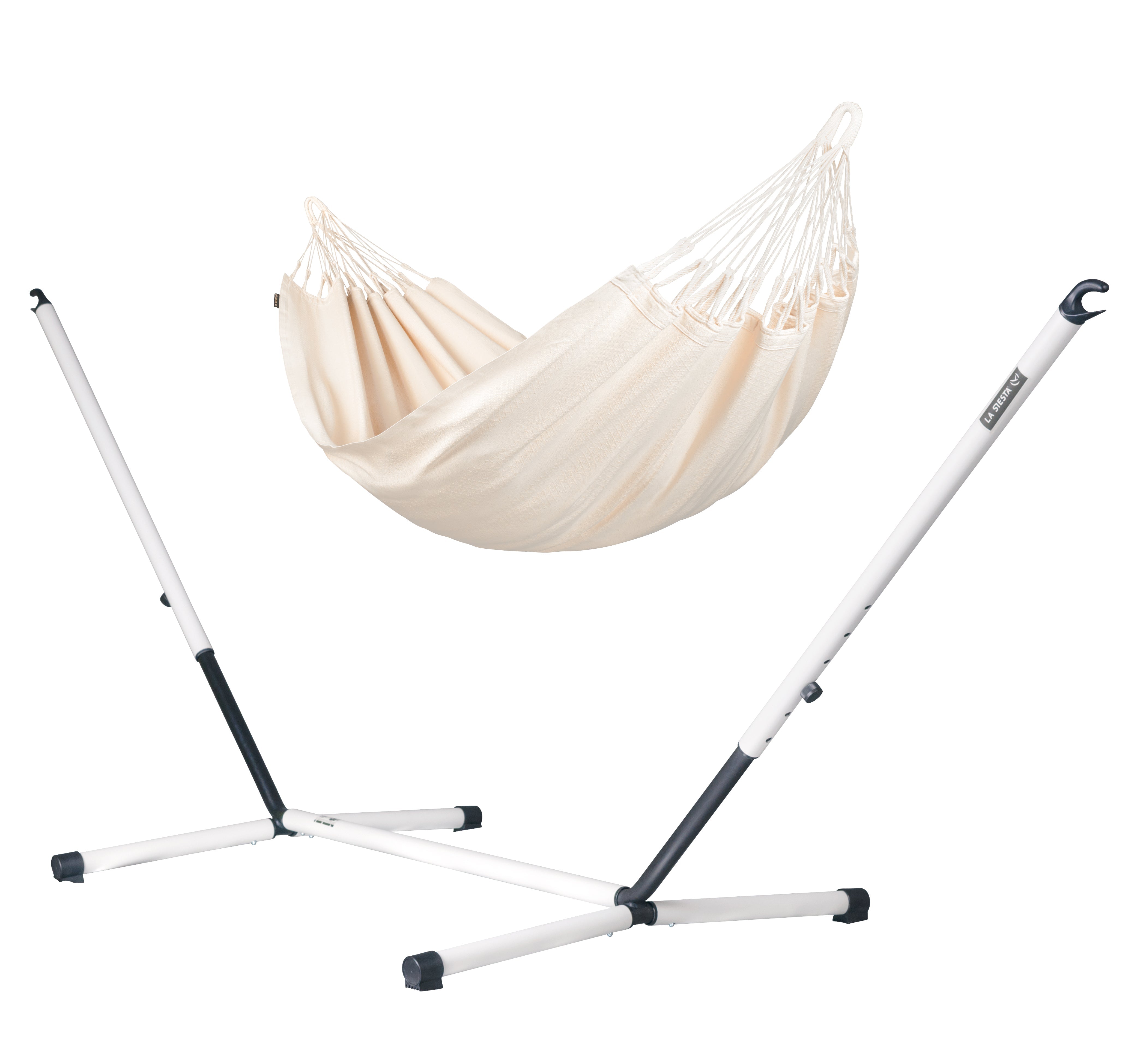 Nautico Cool Grey Organic Latte - Organic Cotton Kingsize Hammock with Powder Coated Steel Stand