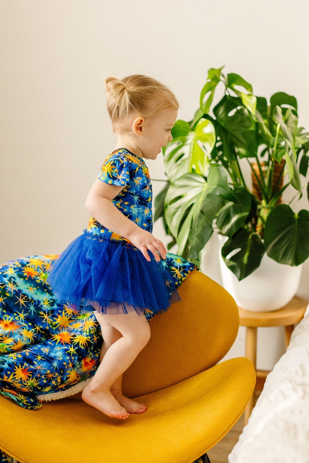 Starry Starry Night Ruffle Cap Sleeve Party Leotard Dress