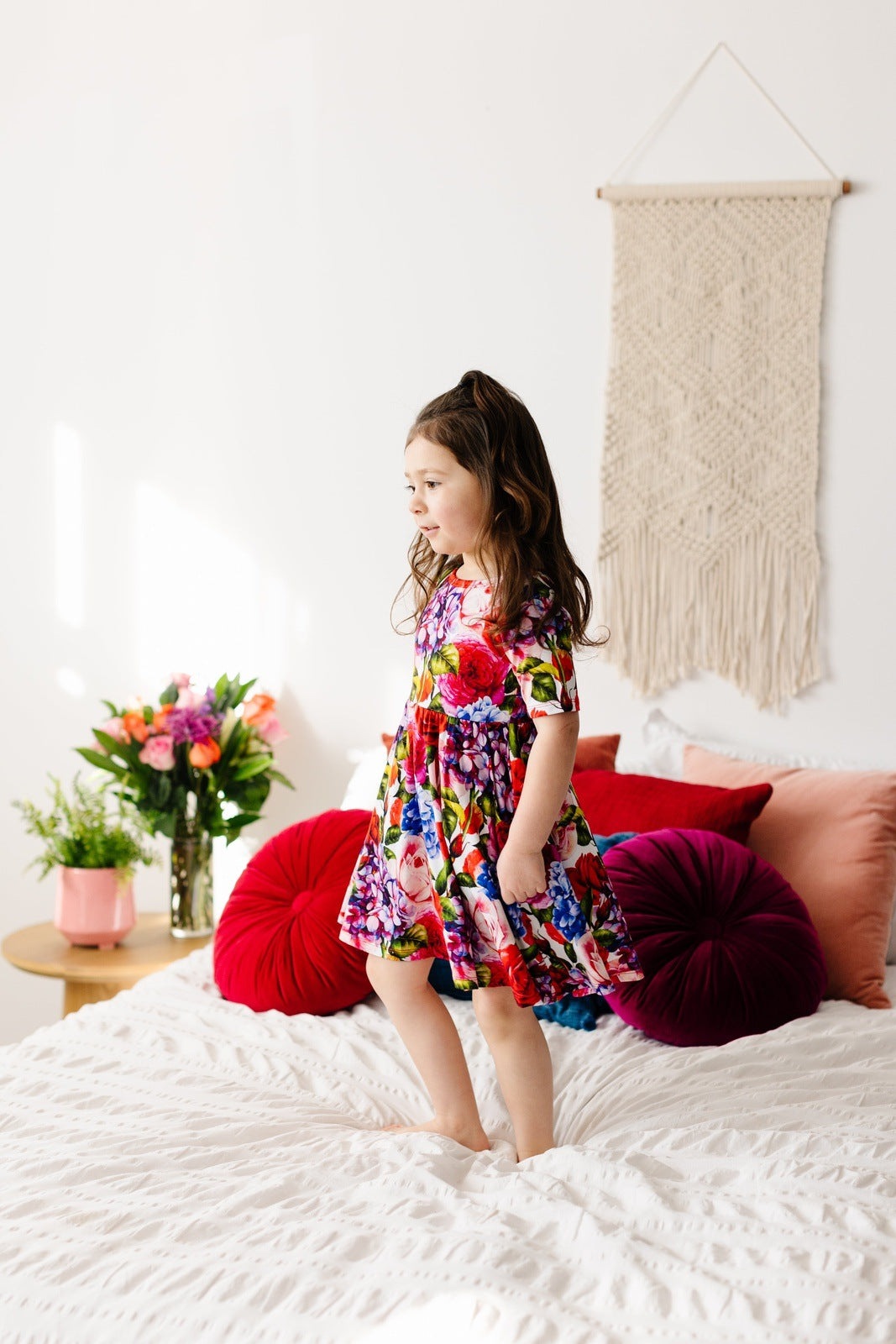 Hydrangea Rose Short Sleeve Skater Dress