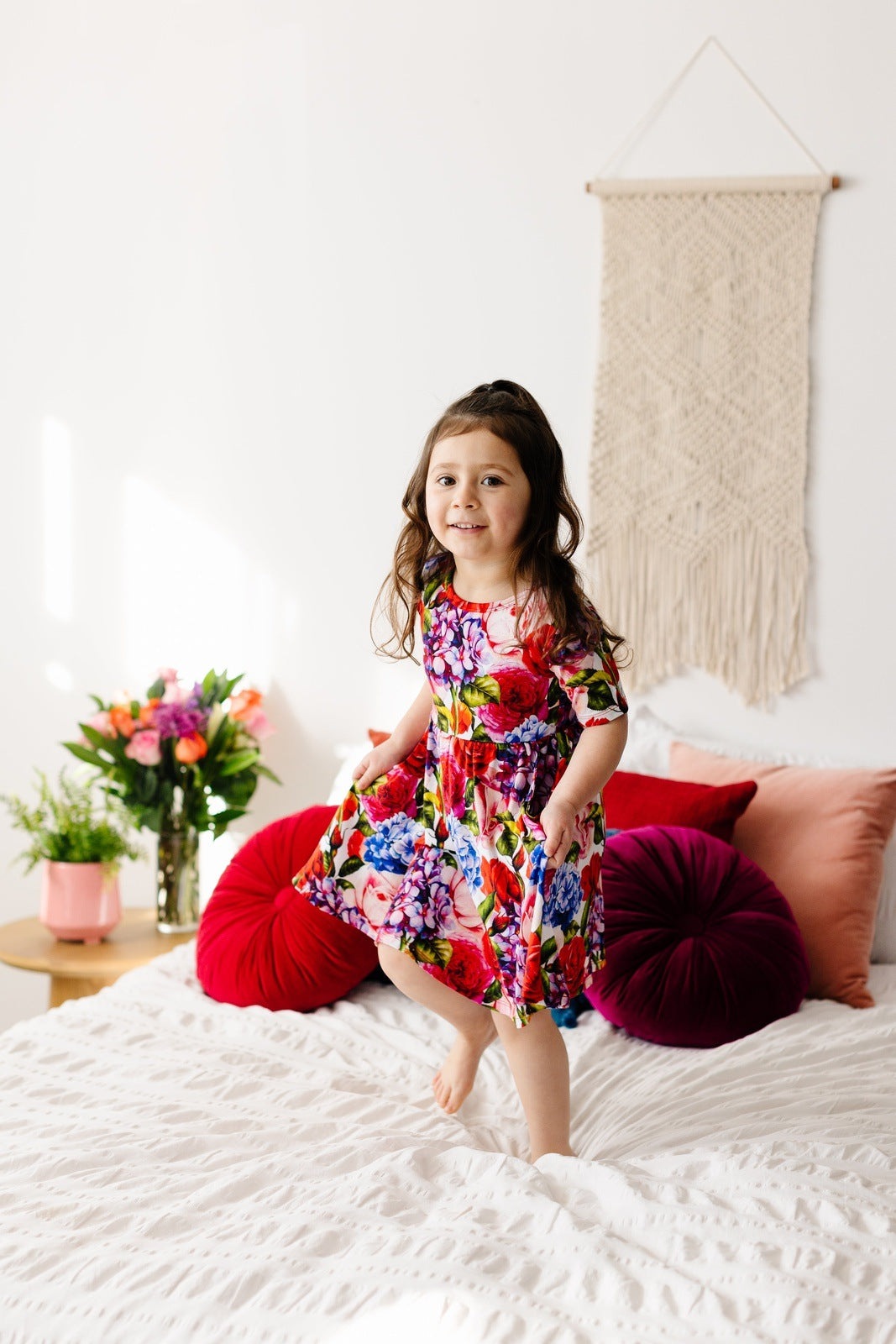 Hydrangea Rose Short Sleeve Skater Dress