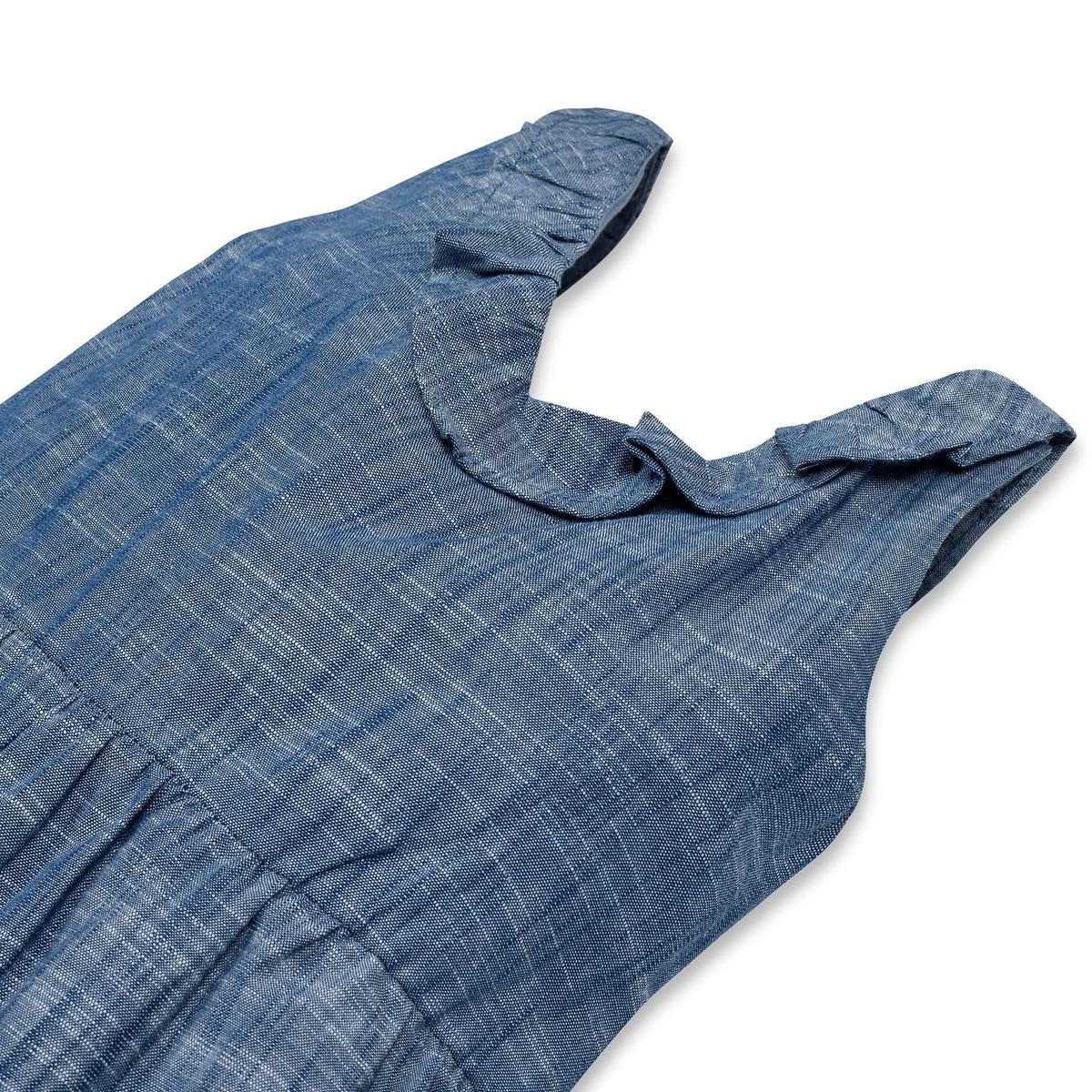Baby Ruffle Neck Organic Jumpsuit - Chambray