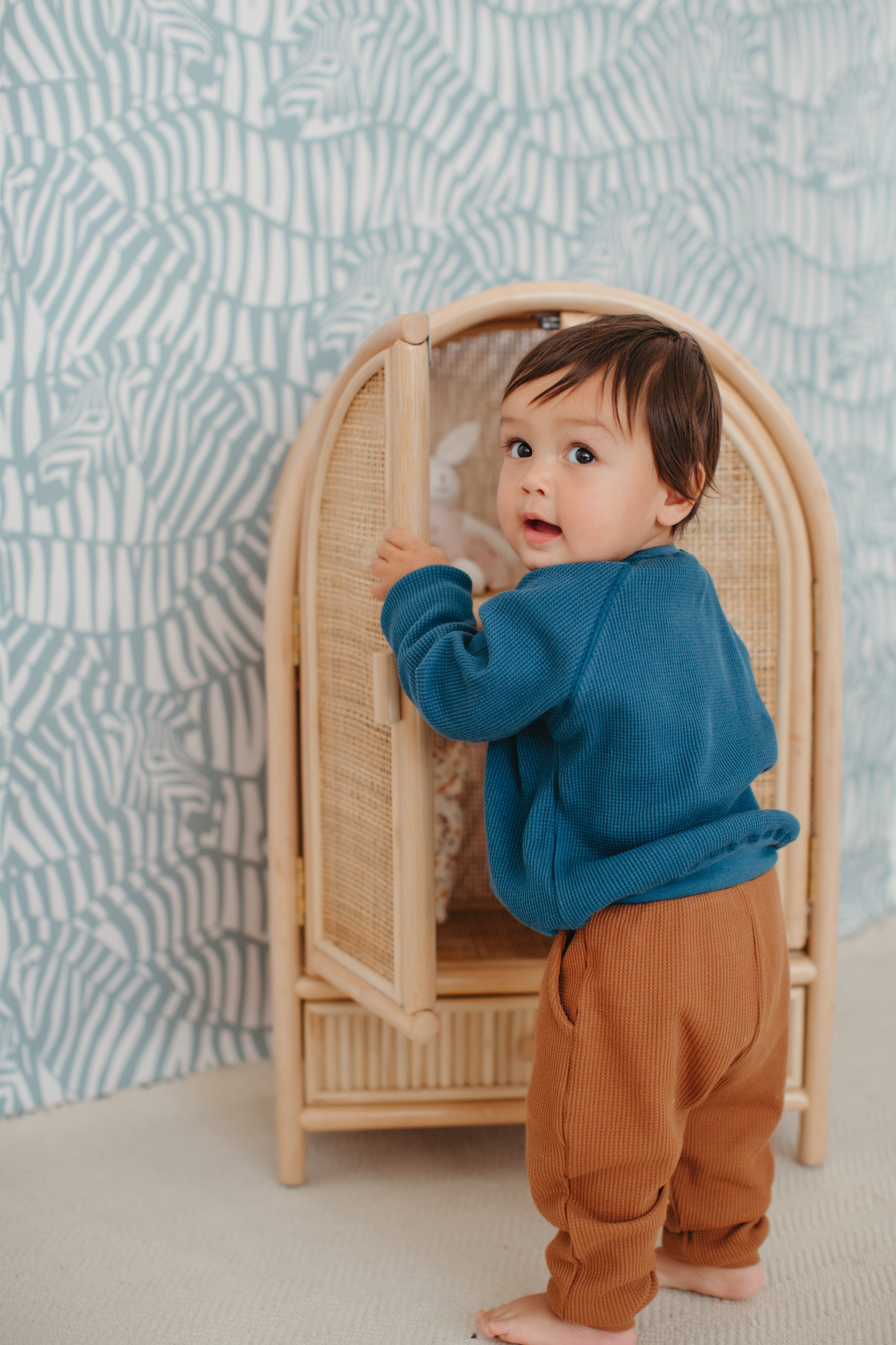 Waffle Crewneck Sweatshirt - Marine