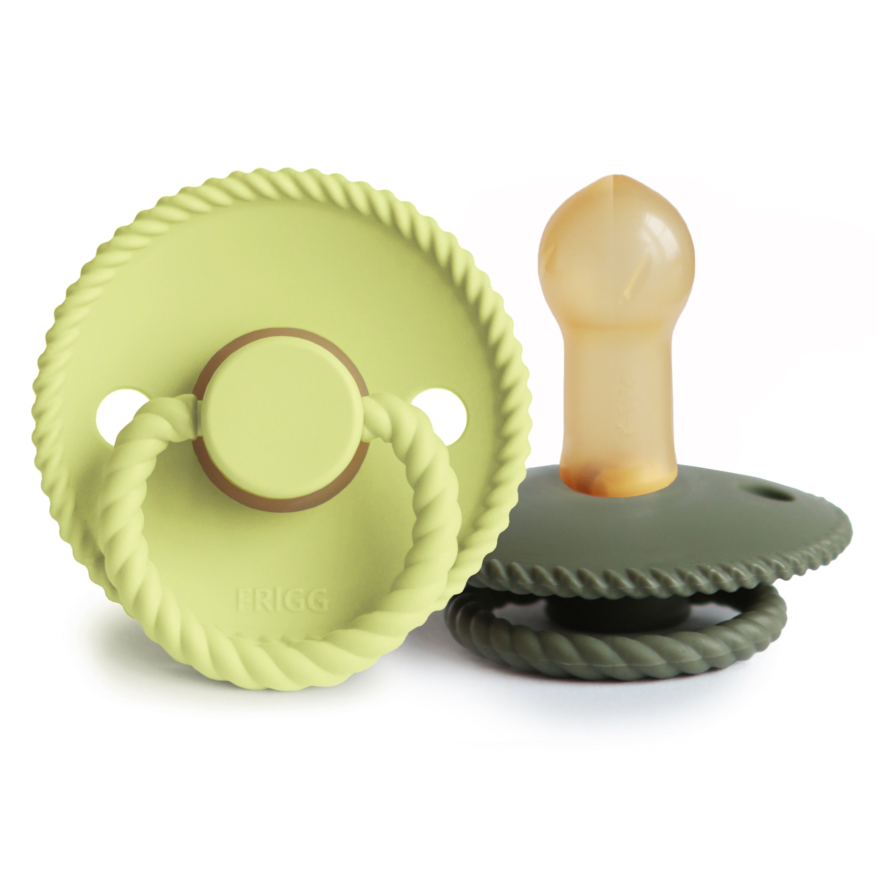 FRIGG Rope Natural Rubber Pacifier 2-Pack FRIGG PACIFIERS Mushie Green Tea/Olive 6-18 months