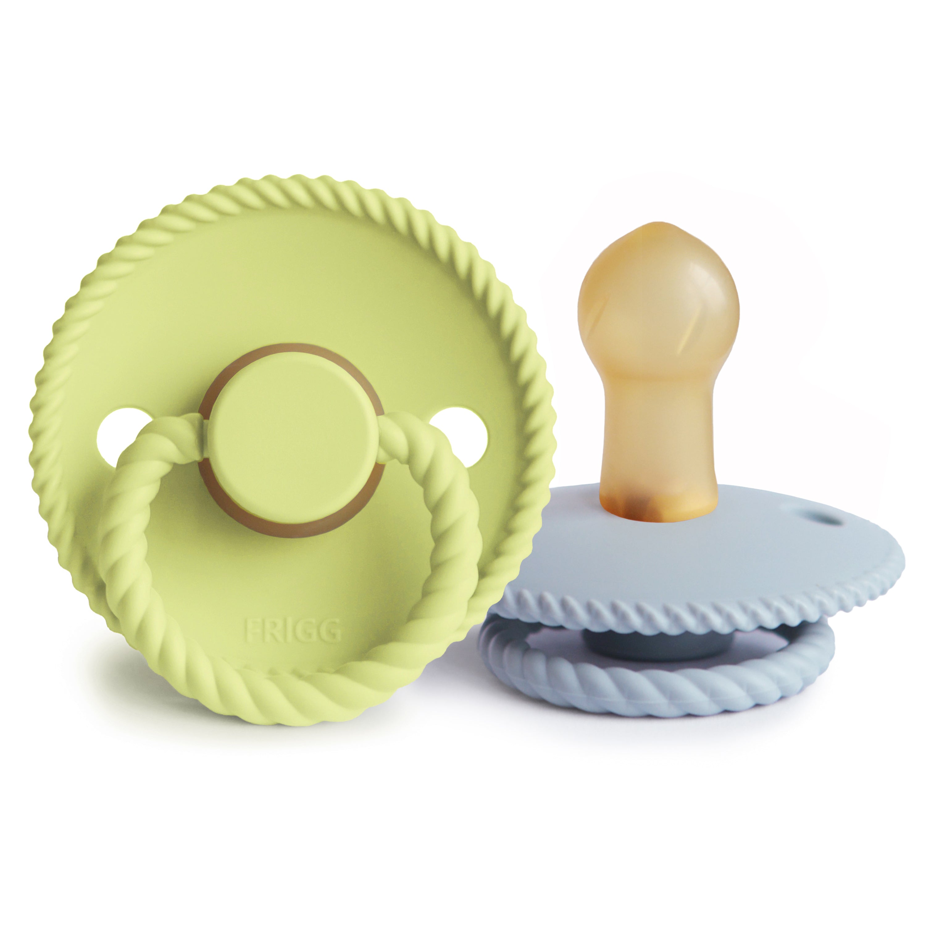FRIGG Rope Natural Rubber Pacifier 2-Pack FRIGG PACIFIERS Mushie Green Tea/Powder Blue 0-6 months