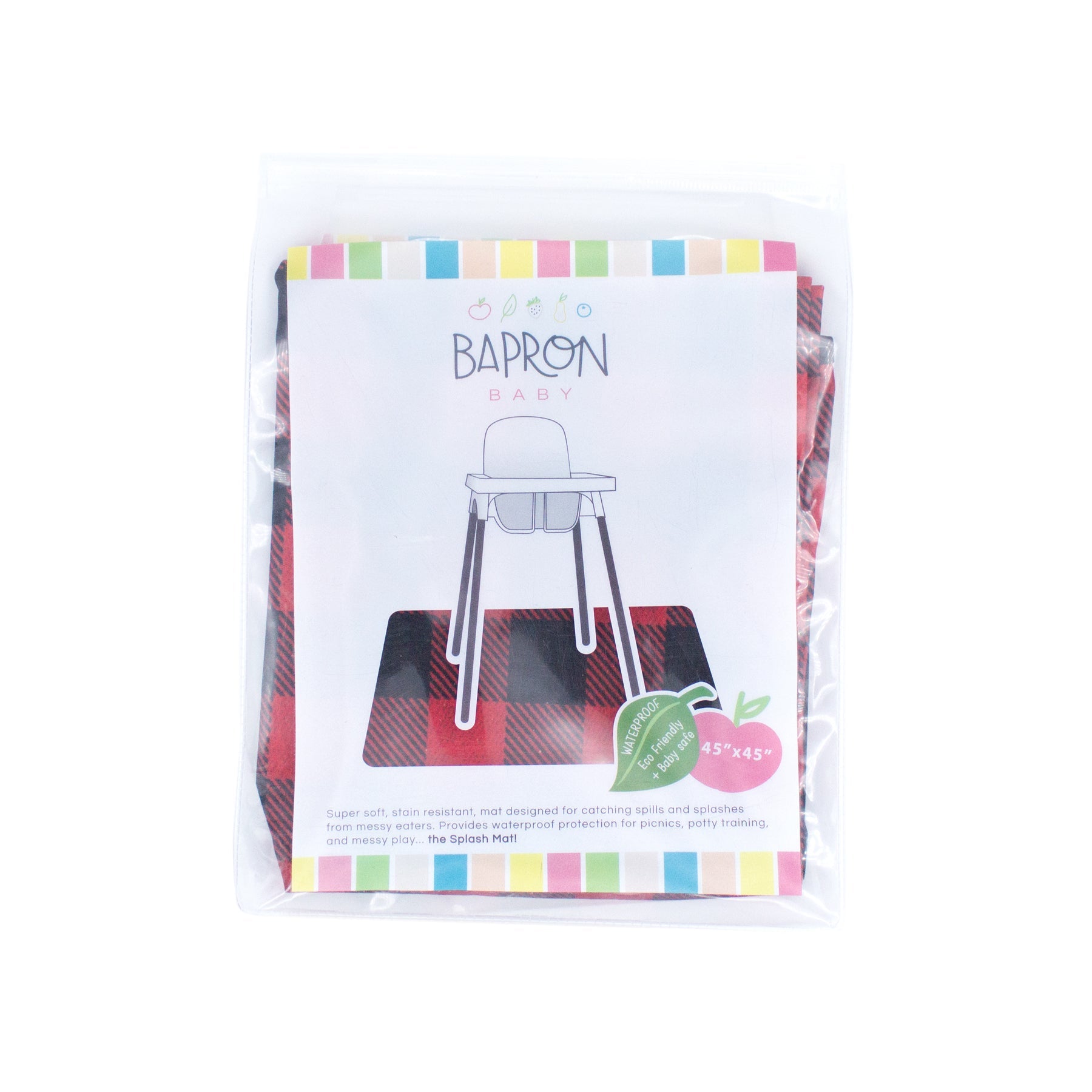 Red Buffalo Plaid Splash Mat - A Waterproof Catch-All for Highchair Spills and More! BapronBaby