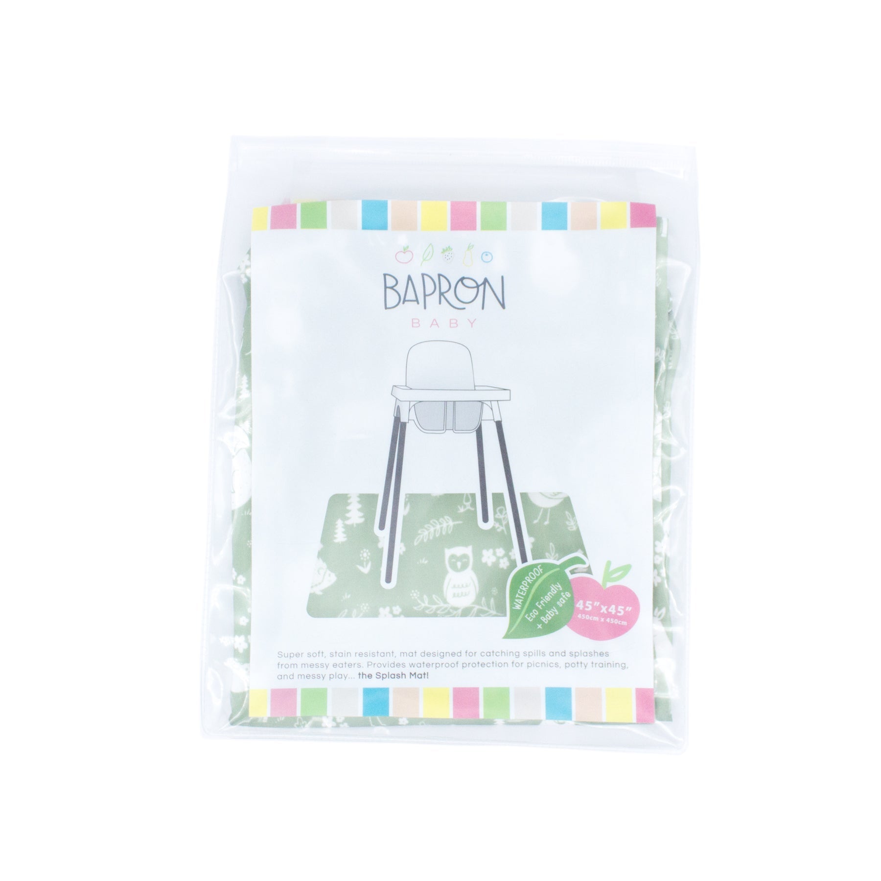 Forest Friends Splash Mat - A Waterproof Catch-All for Highchair Spills and More! BapronBaby